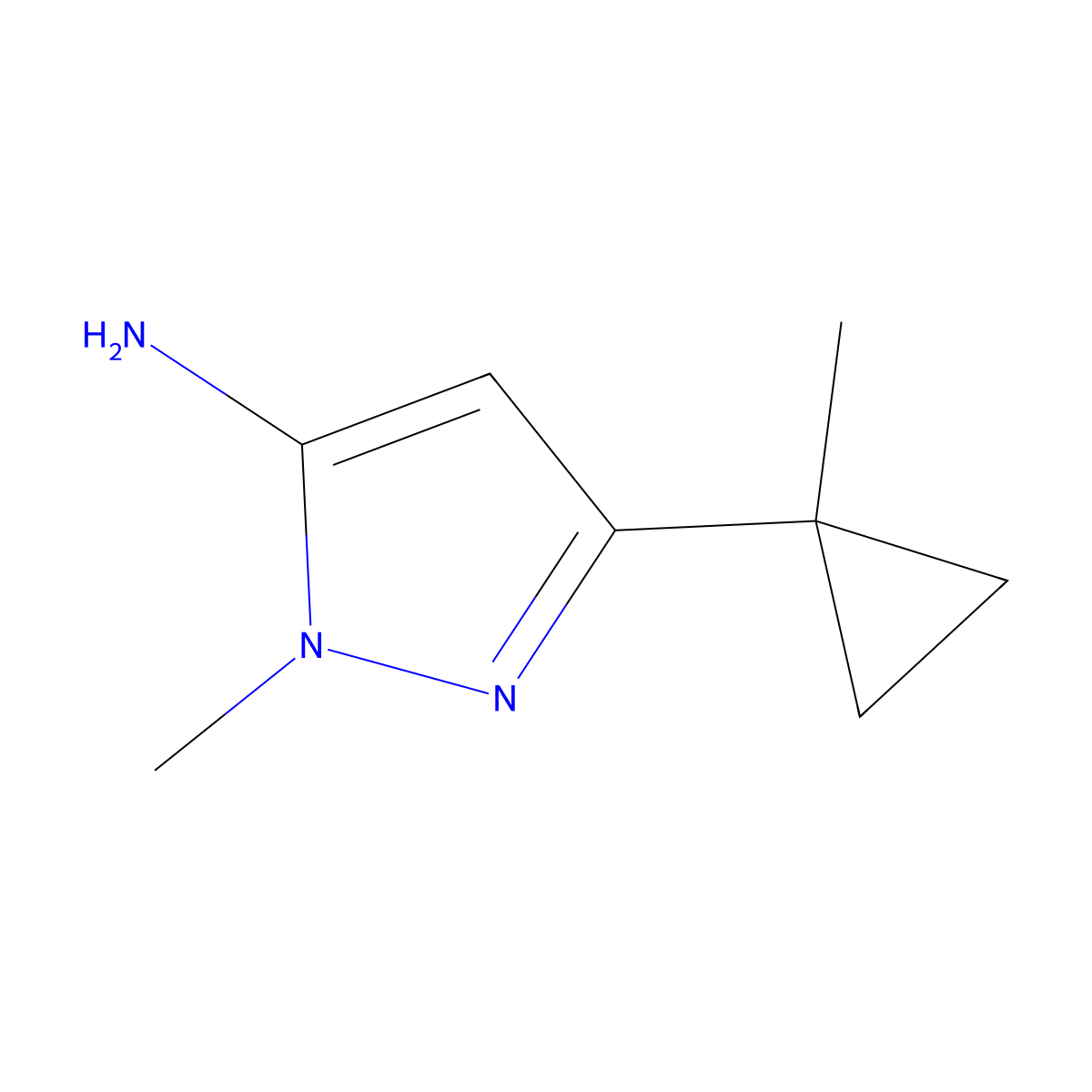 1-Methyl-3-(1-methylcyclopropyl)-1H-pyrazol-5-amine molecular structure, CAS 1229456-10-3