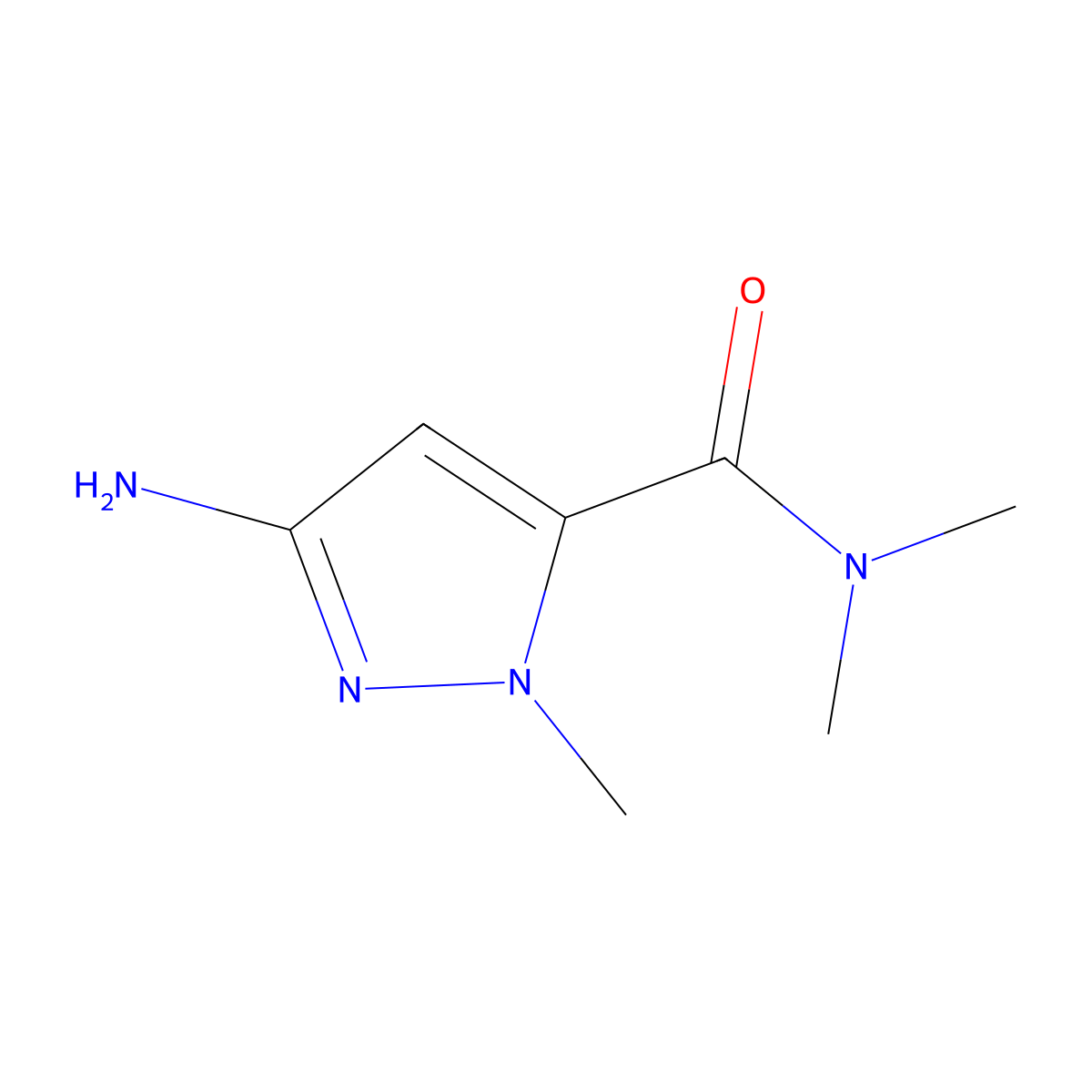 3-amino-N,N,1-trimethyl-1H-pyrazole-5-carboxamide molecular structure, CAS 1229456-15-8