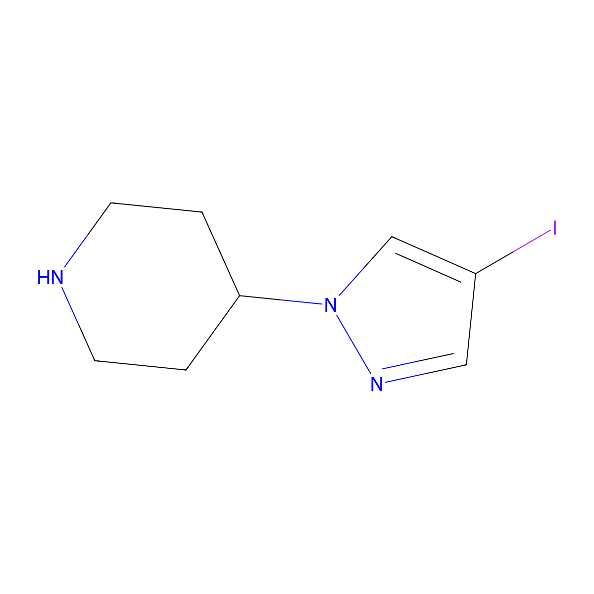 4-(4-Iodo-1H-pyrazol-1-yl)piperidine molecular structure, CAS 1229457-94-6