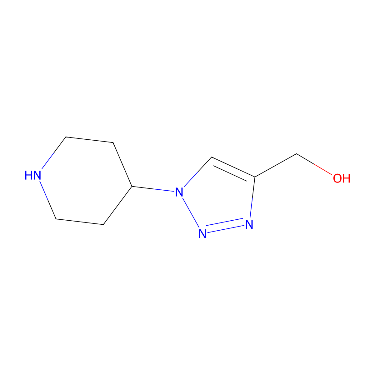 (1-Piperidin-4-yl-1H-[1,2,3]triazol-4-yl)-methanol molecular structure, CAS 1229516-69-1