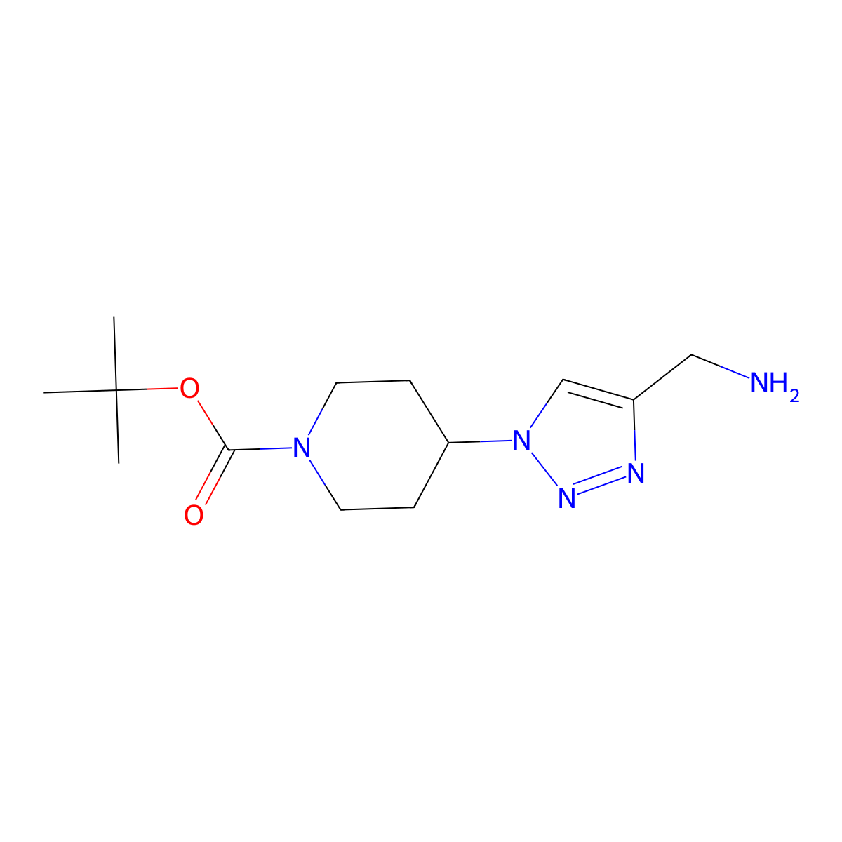 tert-butyl 4-[4-(aminomethyl)-1H-1,2,3-triazol-1-yl]piperidine-1-carboxylate molecular structure, CAS 1229516-72-6