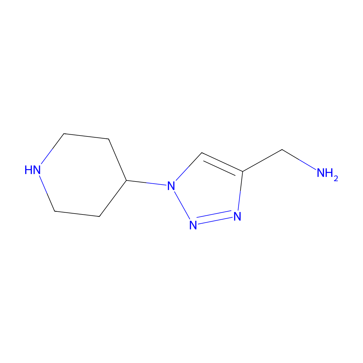 (1-(piperidin-4-yl)-1H-1,2,3-triazol-4-yl)methanamine molecular structure, CAS 1229516-73-7