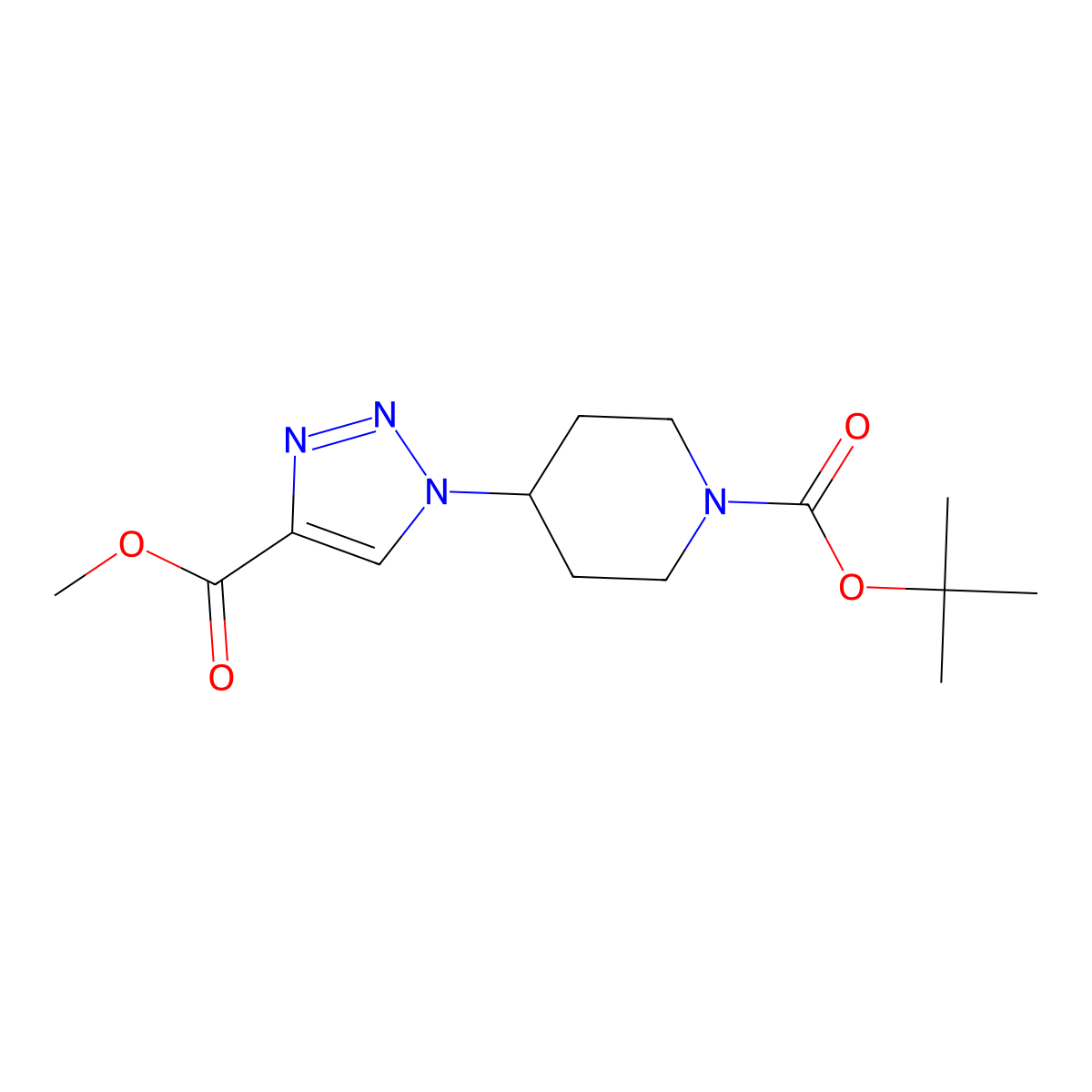 tert-Butyl 4-(4-(methoxycarbonyl)-1H-1,2,3-triazol-1-yl)piperidine-1-carboxylate molecular structure, CAS 1229516-75-9