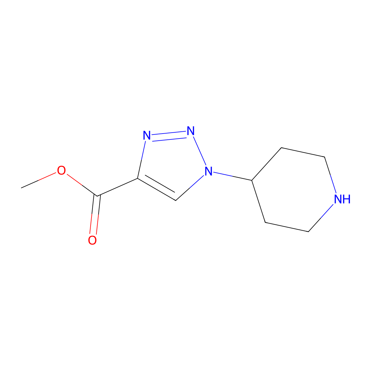Methyl 1-(piperidin-4-yl)-1H-1,2,3-triazole-4-carboxylate molecular structure, CAS 1229516-76-0