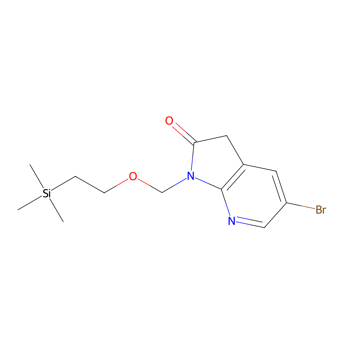 5-bromo-1-((2-(trimethylsilyl)ethoxy)methyl)-1H,2H,3H-pyrrolo(2,3-b)pyridin-2-one molecular structure, CAS 1229584-03-5