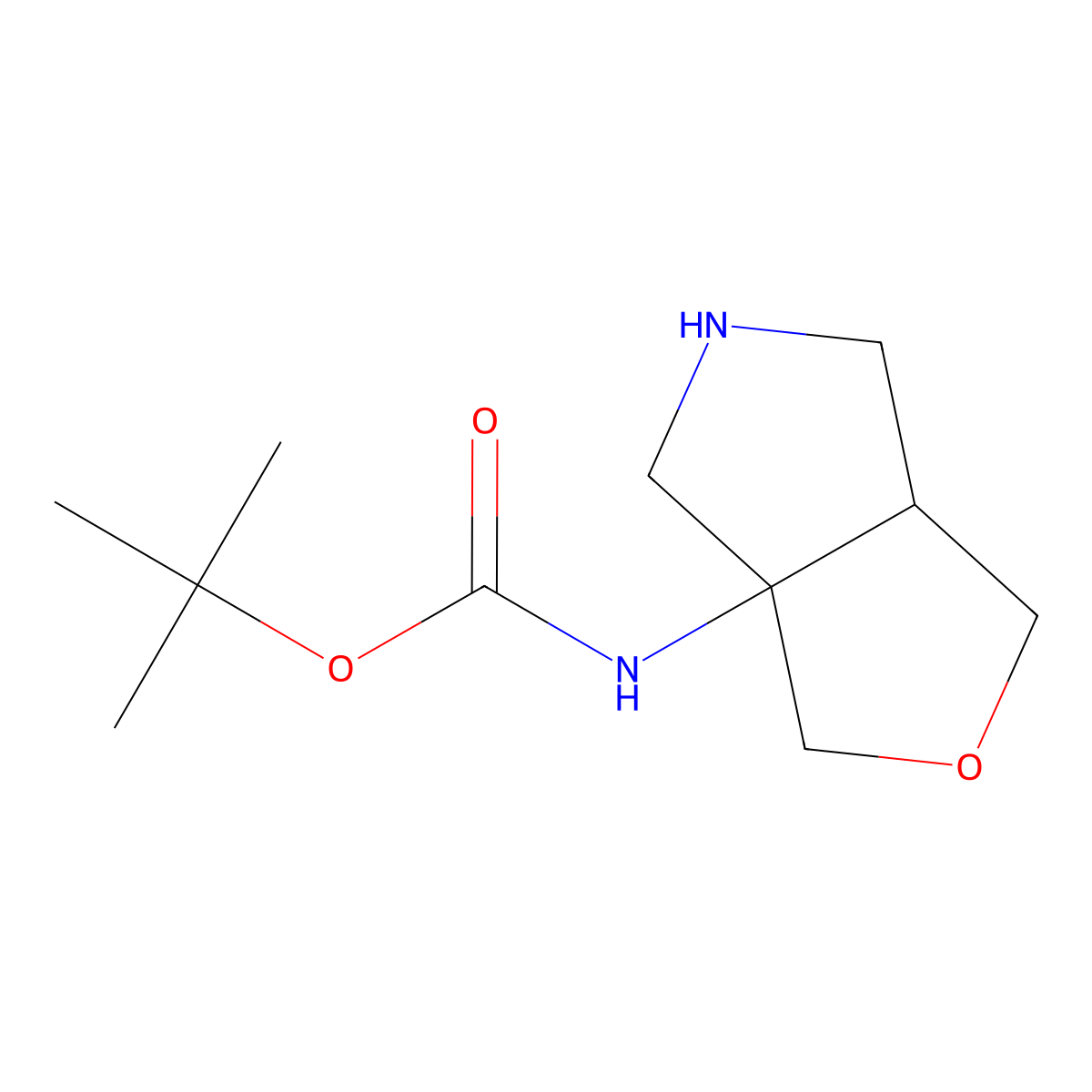 tert-Butyl ((3aS,6aR)-tetrahydro-1H-furo[3,4-c]pyrrol-3a(3H)-yl)carbamate molecular structure, CAS 1229596-39-7