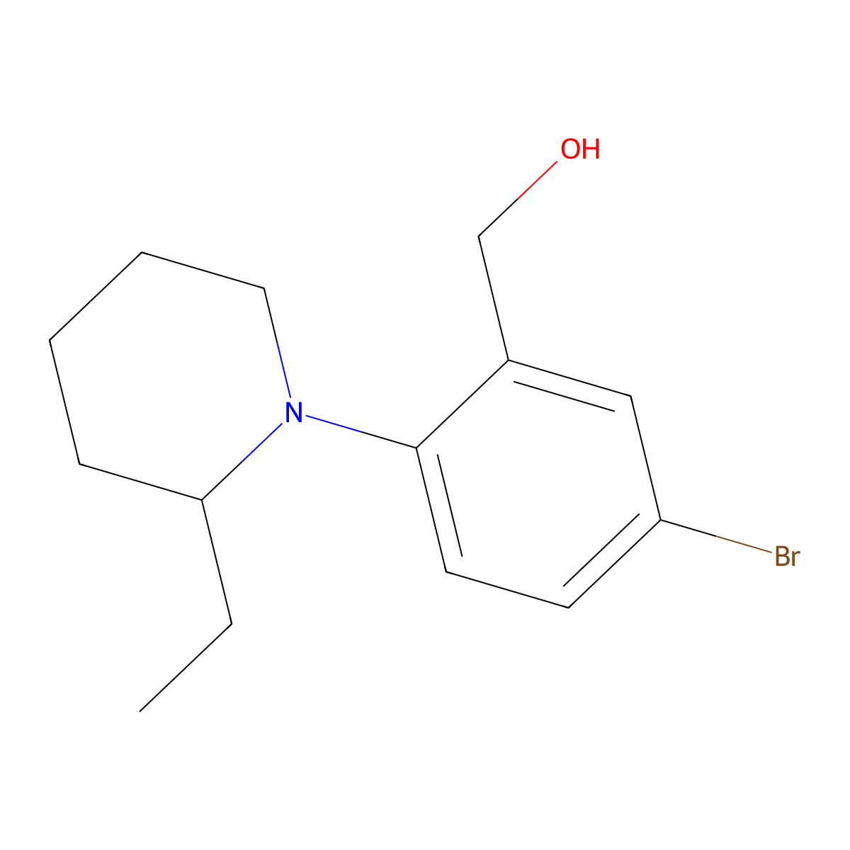 (5-Bromo-2-(2-ethylpiperidin-1-YL)phenyl)methanol molecular structure, CAS 1229608-67-6