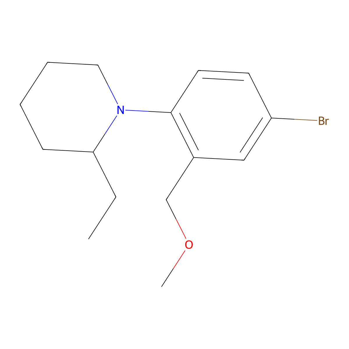 1-(4-Bromo-2-(methoxymethyl)phenyl)-2-ethylpiperidine molecular structure, CAS 1229608-68-7