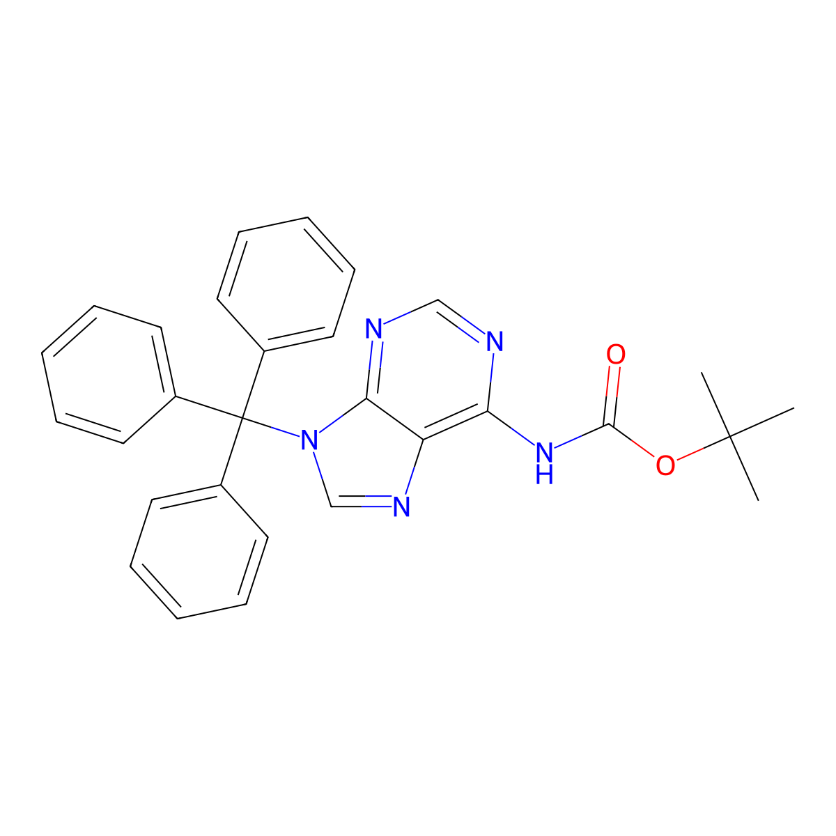 tert-butyl N-(9-tritylpurin-6-yl)carbamate molecular structure, CAS 1229622-72-3