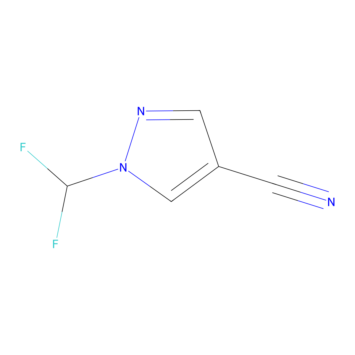 1-(difluoromethyl)-1H-pyrazole-4-carbonitrile molecular structure, CAS 1229623-41-9