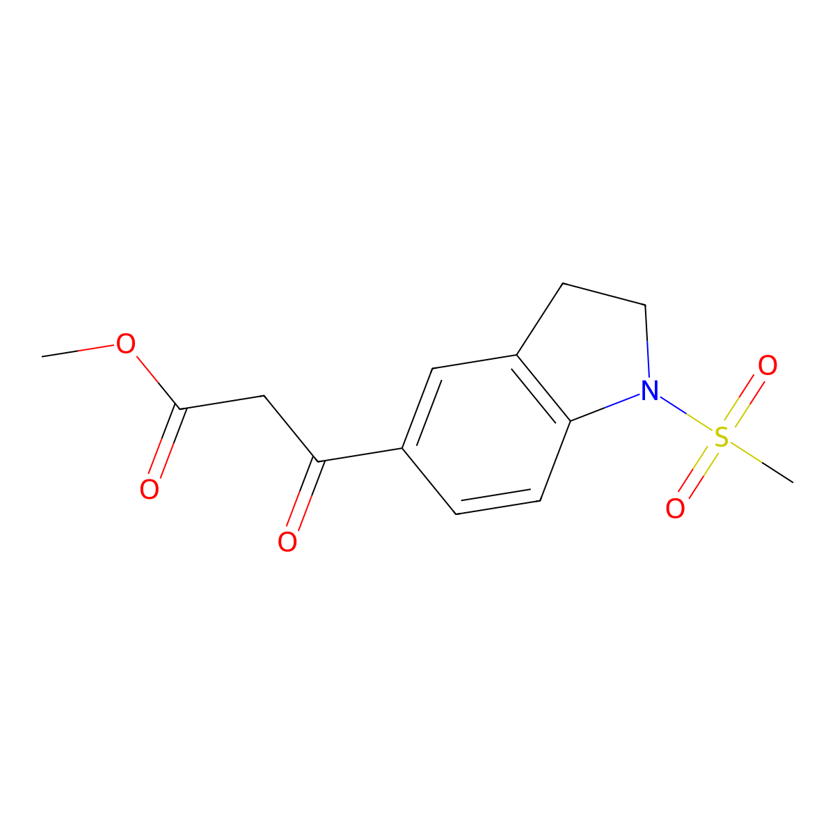 Methyl 3-(1-(methylsulfonyl)indolin-5-yl)-3-oxopropanoate molecular structure, CAS 1229623-49-7