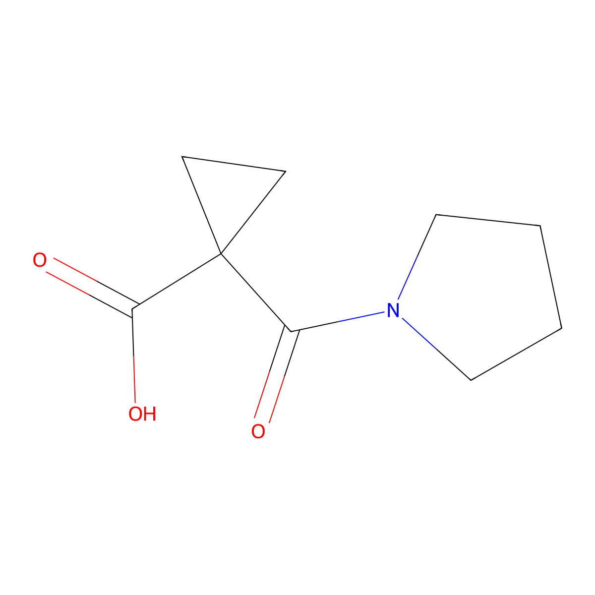 1-(Pyrrolidine-1-carbonyl)cyclopropane-1-carboxylic acid molecular structure, CAS 1229623-58-8