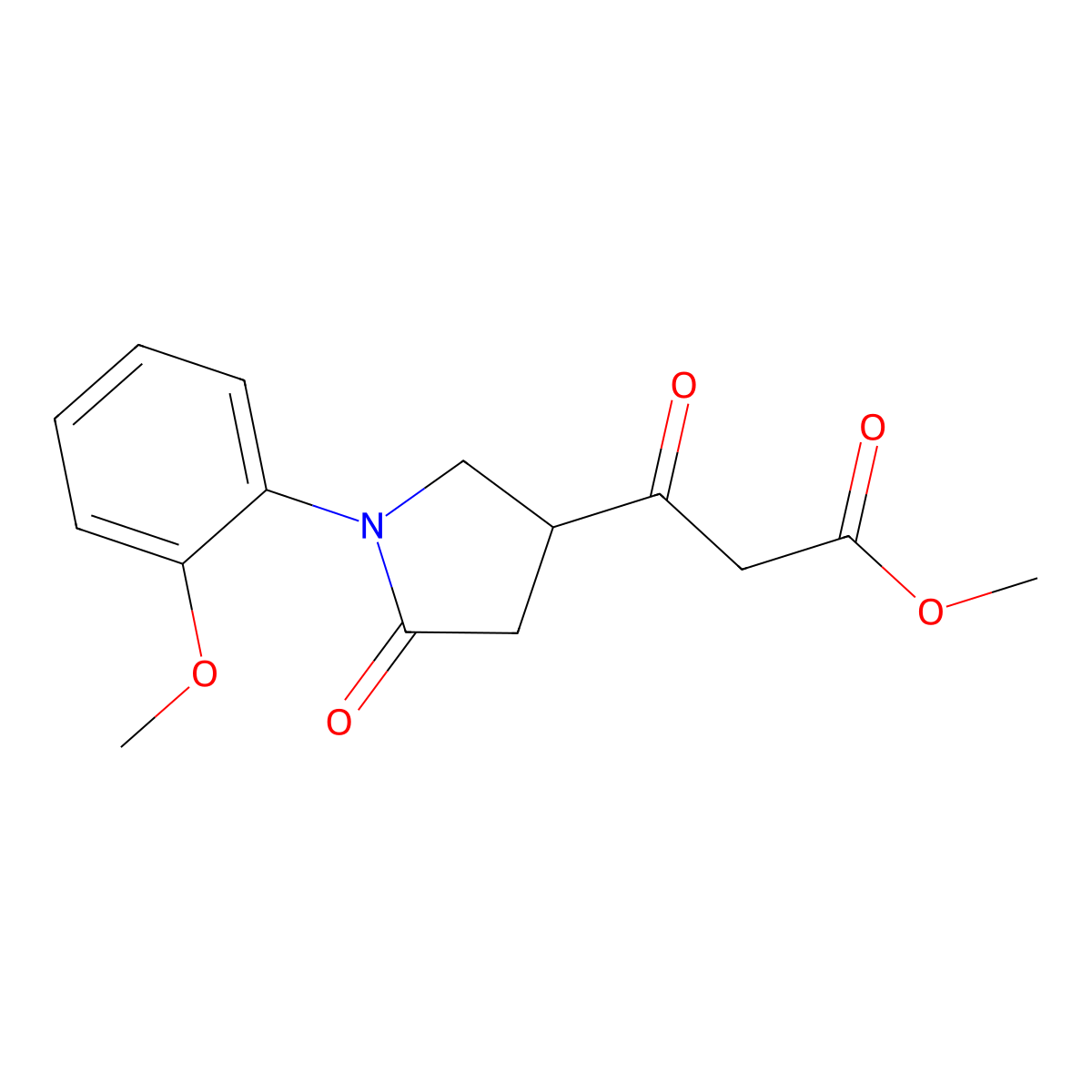 Methyl 3-(1-(2-methoxyphenyl)-5-oxopyrrolidin-3-yl)-3-oxopropanoate molecular structure, CAS 1229623-68-0