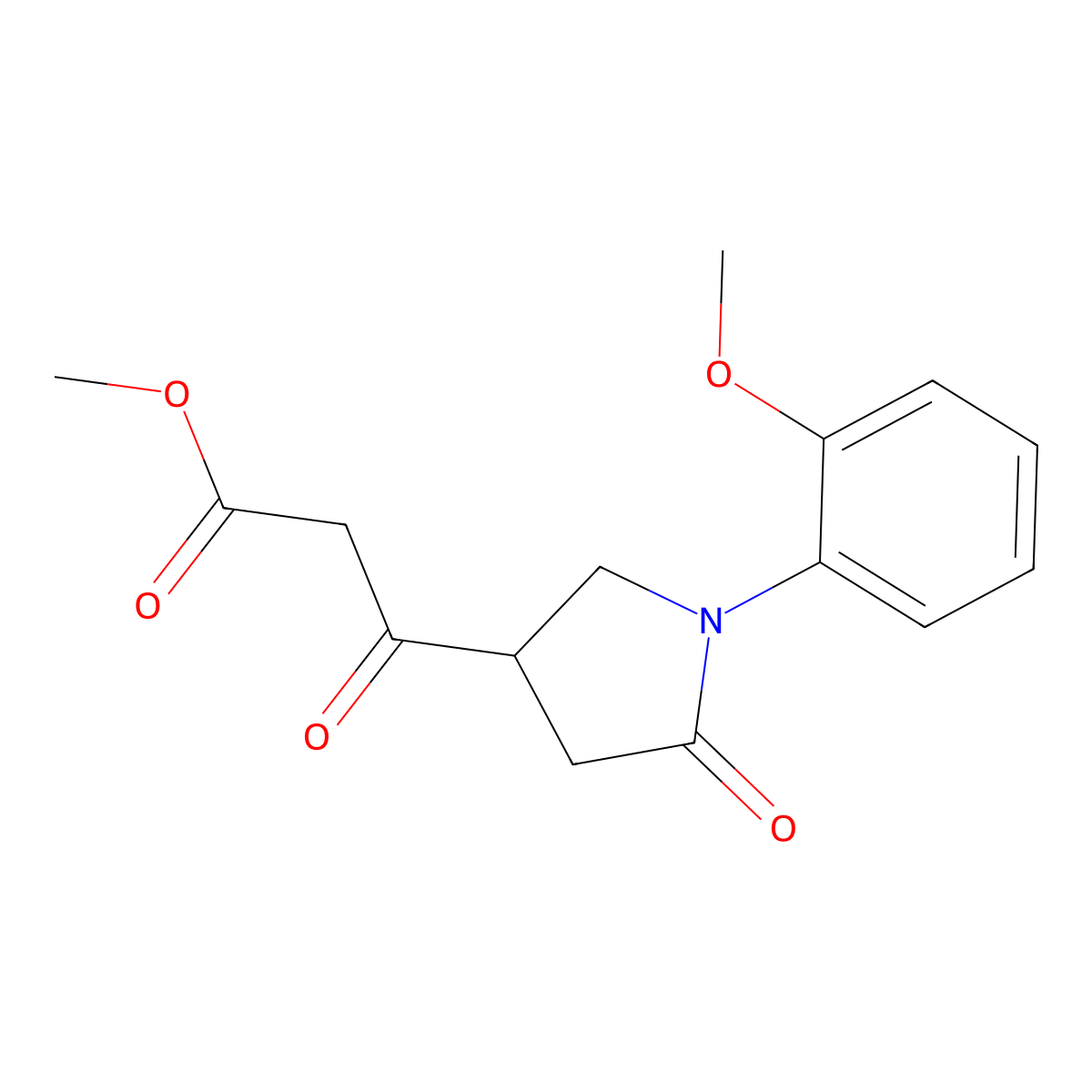 Methyl 3-(1-(2-methoxyphenyl)-5-oxopyrrolidin-3-yl)-3-oxopropanoate molecular structure, CAS 1229623-68-0