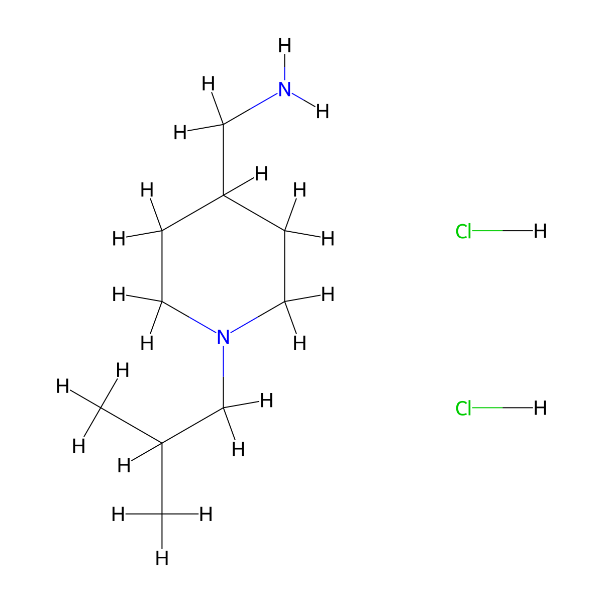(1-Isobutylpiperidin-4-yl)methanamine dihydrochloride molecular structure, CAS 1229623-70-4
