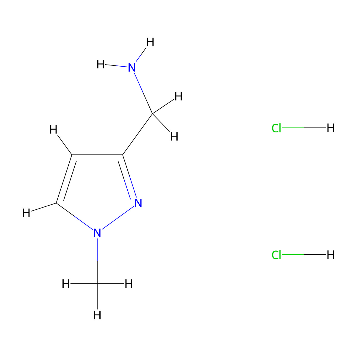 (1-Methyl-1H-pyrazol-3-yl)methanamine dihydrochloride molecular structure, CAS 1229623-76-0