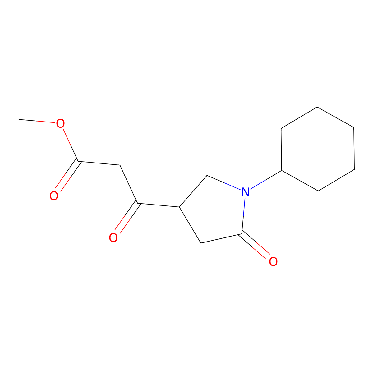Methyl 3-(1-cyclohexyl-5-oxopyrrolidin-3-yl)-3-oxopropanoate molecular structure, CAS 1229623-77-1