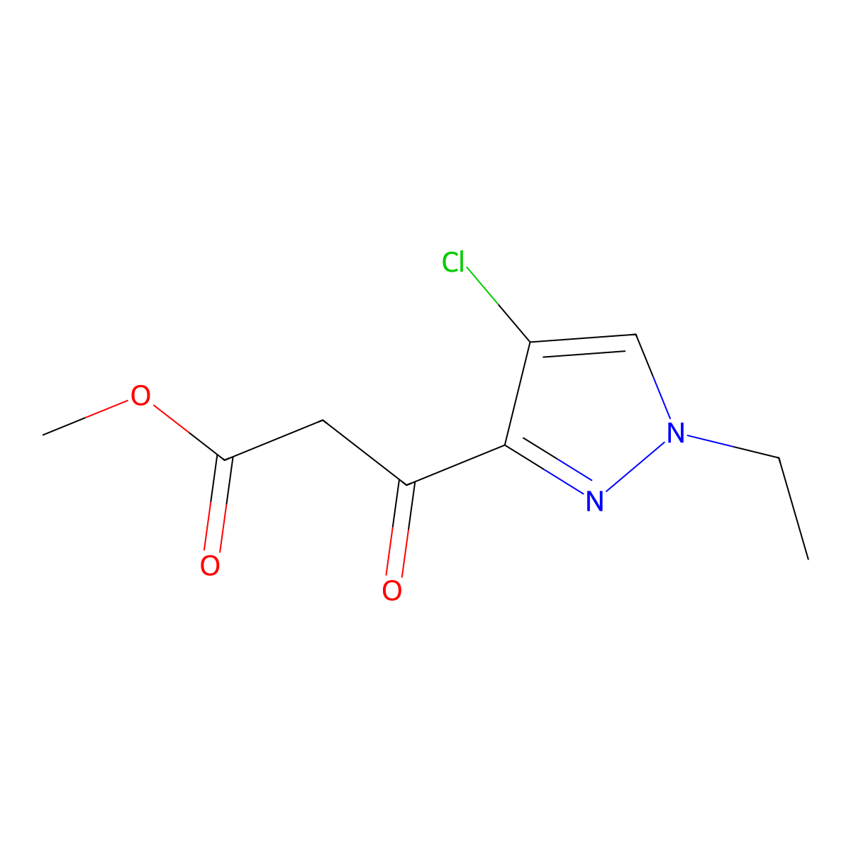 Methyl 3-(4-chloro-1-ethyl-1H-pyrazol-3-yl)-3-oxopropanoate molecular structure, CAS 1229623-87-3