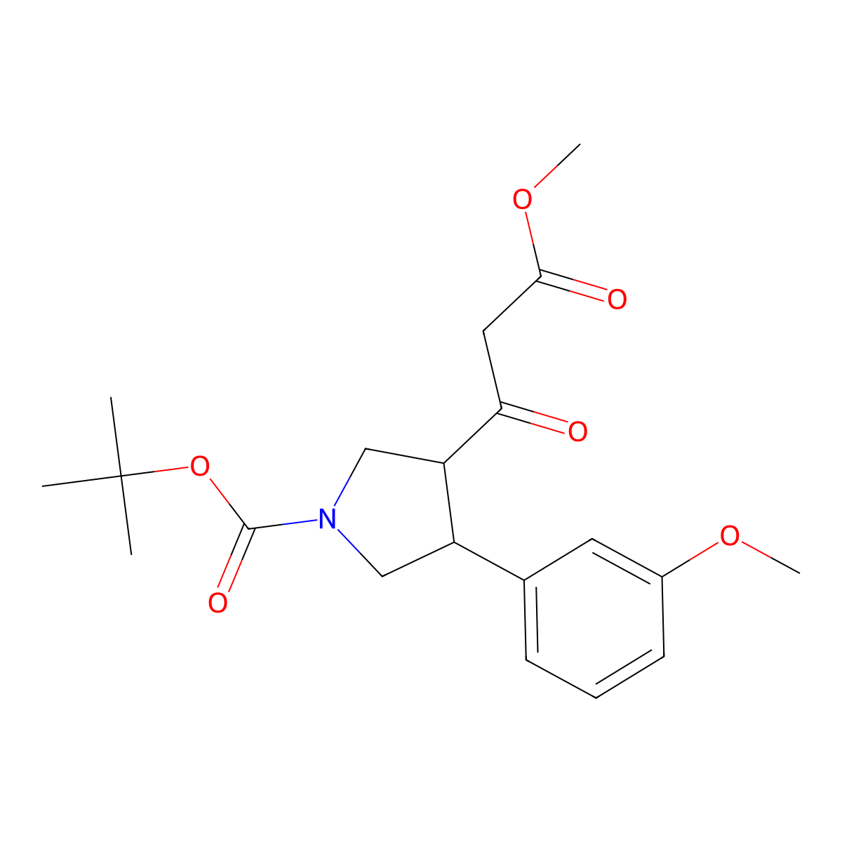 Tert-butyl 3-(3-methoxy-3-oxopropanoyl)-4-(3-methoxyphenyl)pyrrolidine-1-carboxylate molecular structure, CAS 1229623-92-0
