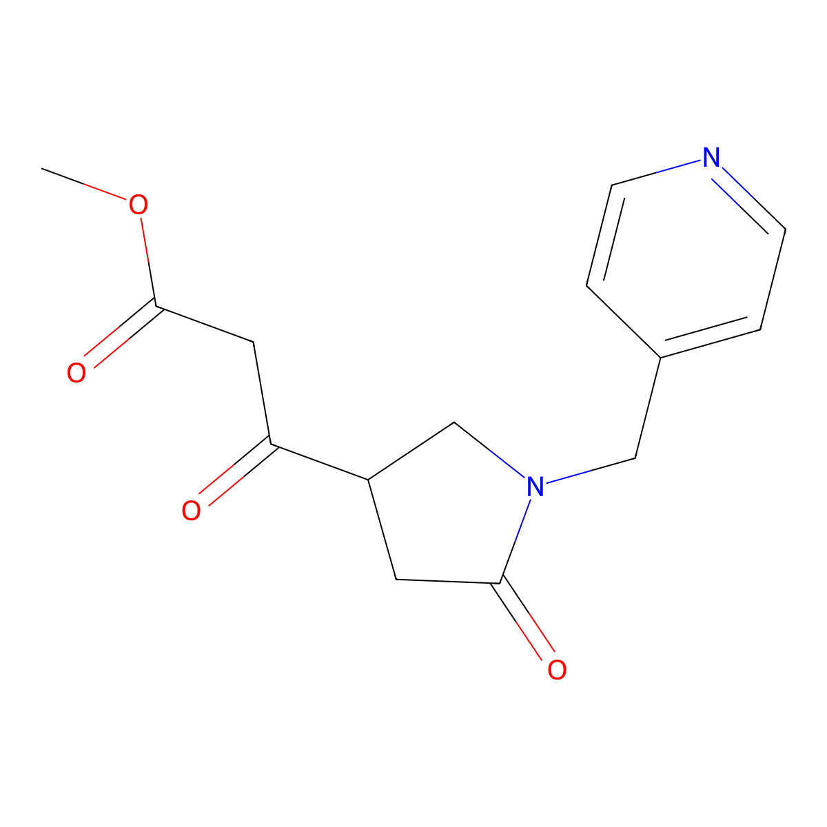 3-Oxo-3-(5-oxo-1-pyridin-4-ylmethyl-pyrrolidin-3-yl)-propionic acid methyl ester molecular structure, CAS 1229623-97-5