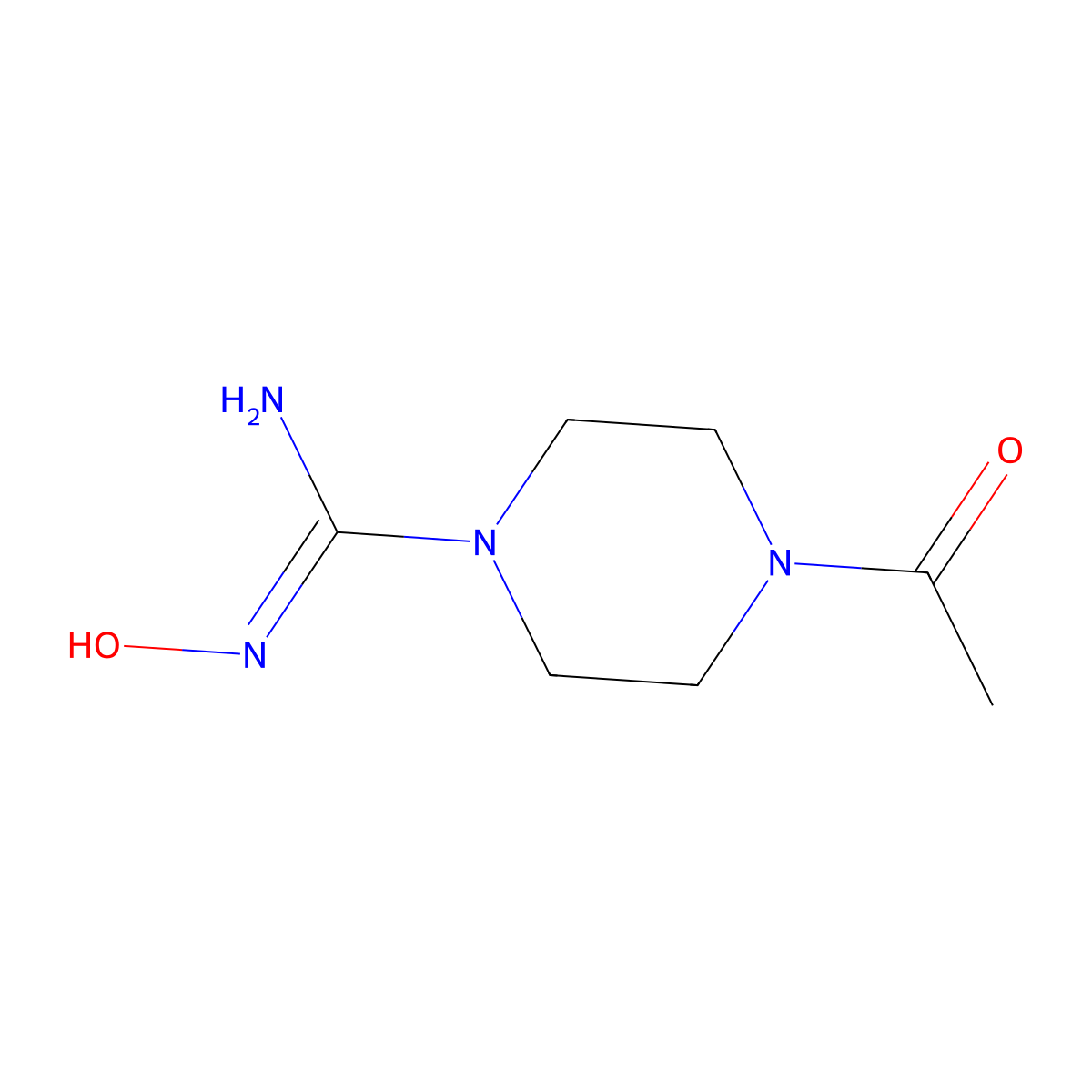 4-acetyl-N-hydroxypiperazine-1-carboximidamide molecular structure, CAS 1229624-13-8
