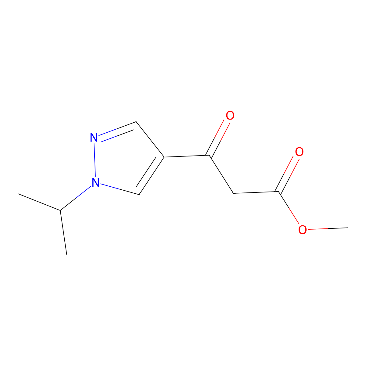 Methyl 3-(1-isopropyl-1H-pyrazol-4-yl)-3-oxopropanoate molecular structure, CAS 1229624-76-3