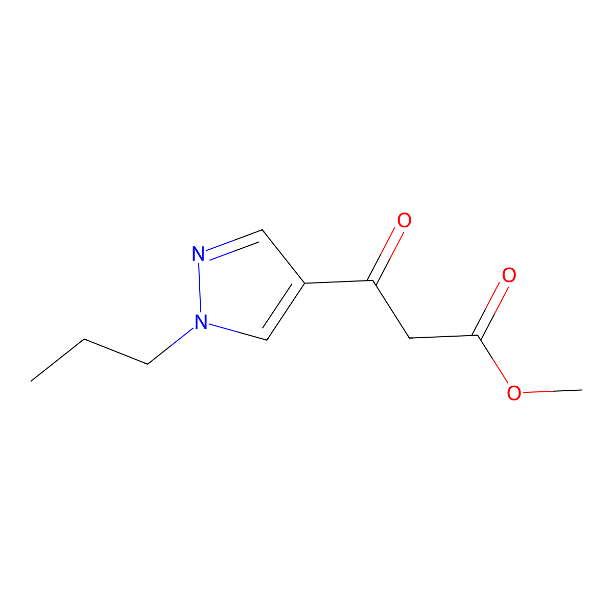 3-Oxo-3-(1-propyl-1H-pyrazol-4-yl)-propionic acid methyl ester molecular structure, CAS 1229624-80-9