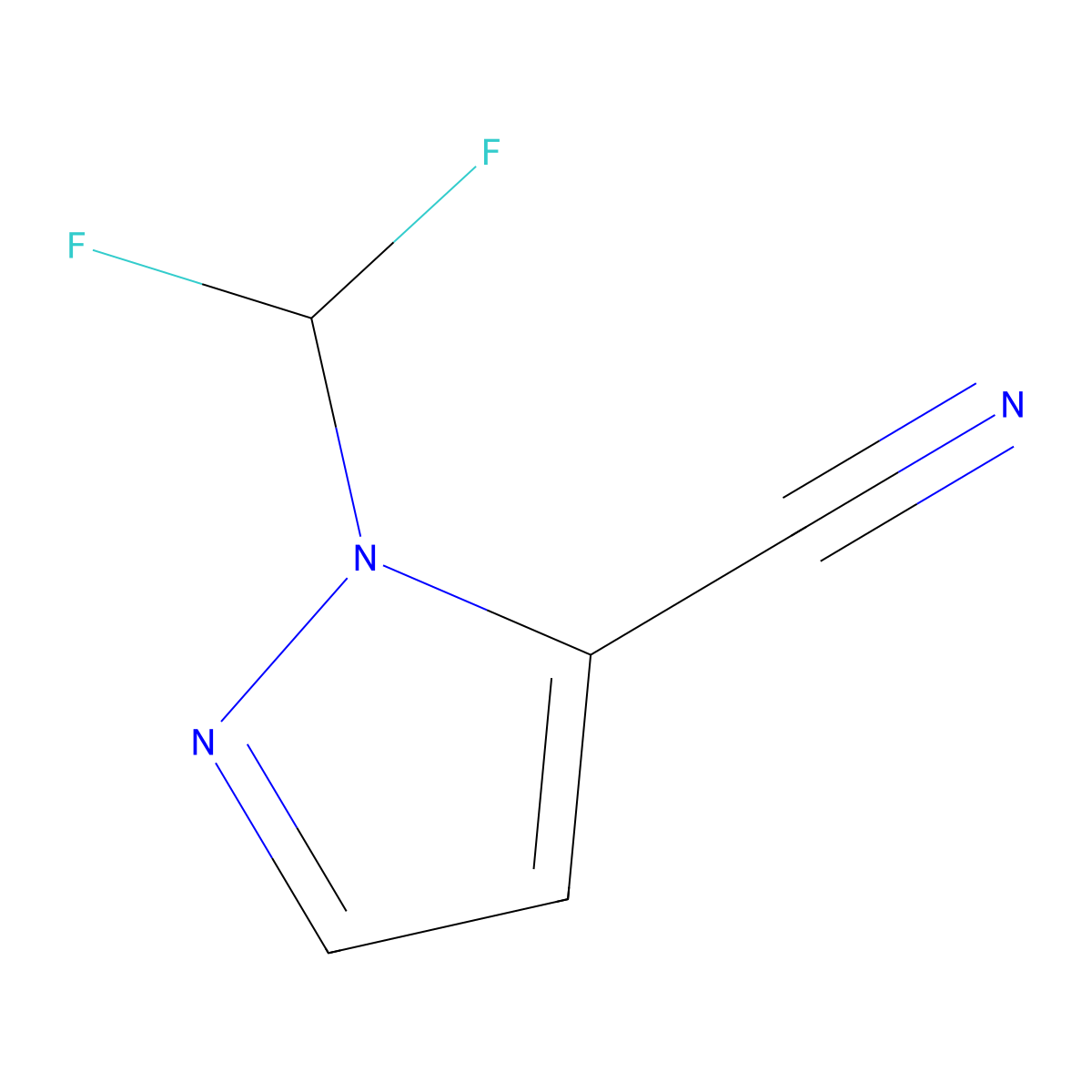 1-(difluoromethyl)-1H-pyrazole-5-carbonitrile molecular structure, CAS 1229624-96-7