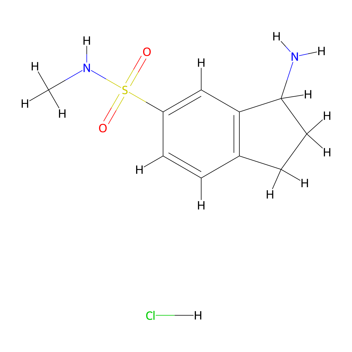 3-amino-N-methyl-2,3-dihydro-1H-indene-5-sulfonamide hydrochloride molecular structure, CAS 1229624-99-0