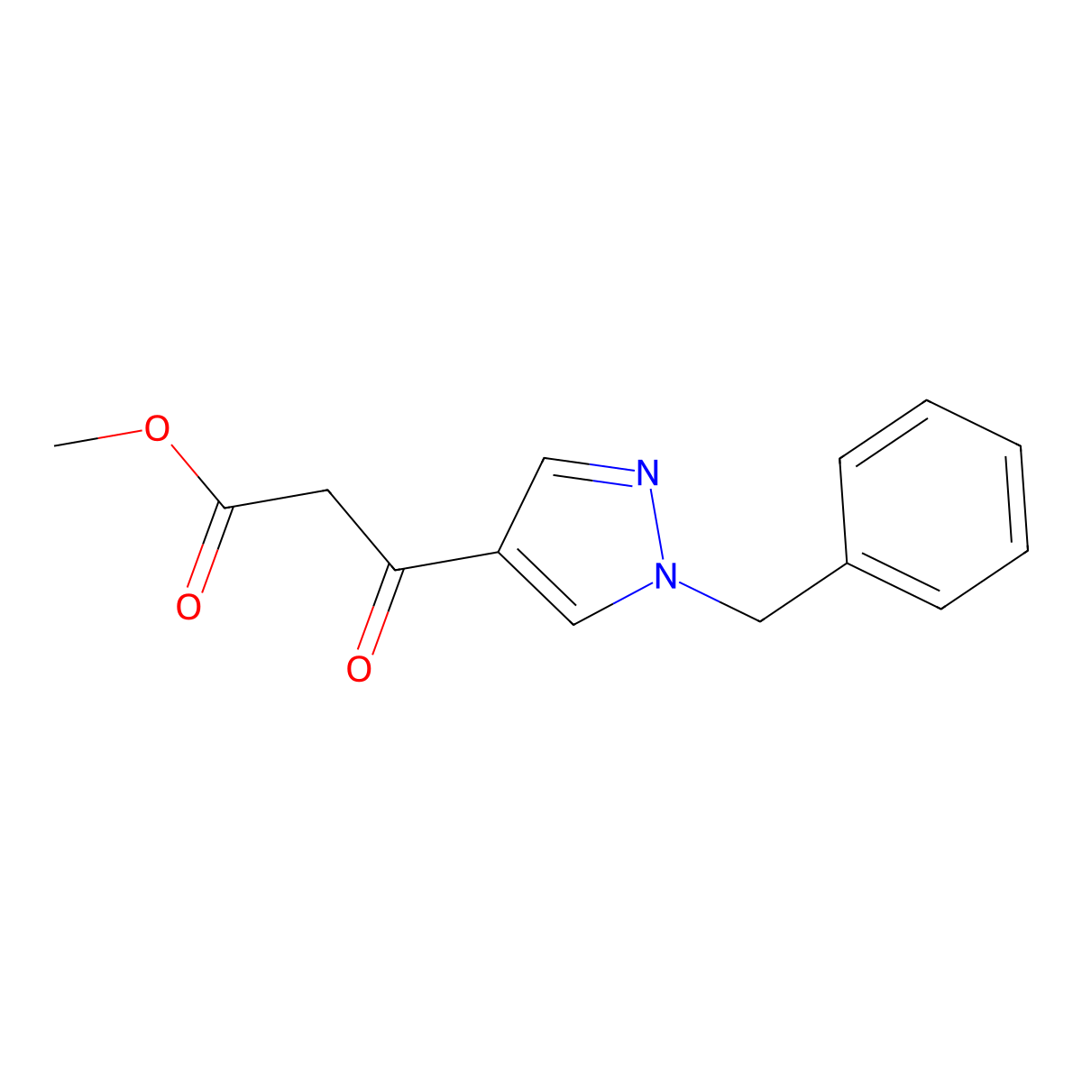 Methyl 3-(1-benzyl-1H-pyrazol-4-yl)-3-oxopropanoate molecular structure, CAS 1229625-16-4