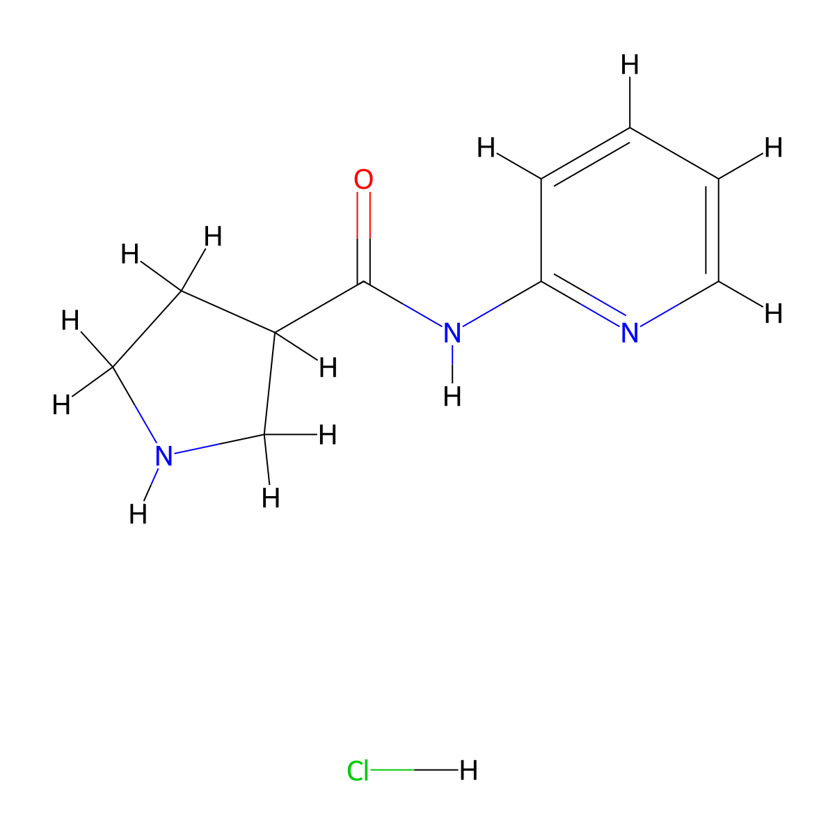 N-(pyridin-2-yl)pyrrolidine-3-carboxamide hydrochloride molecular structure, CAS 1229625-19-7