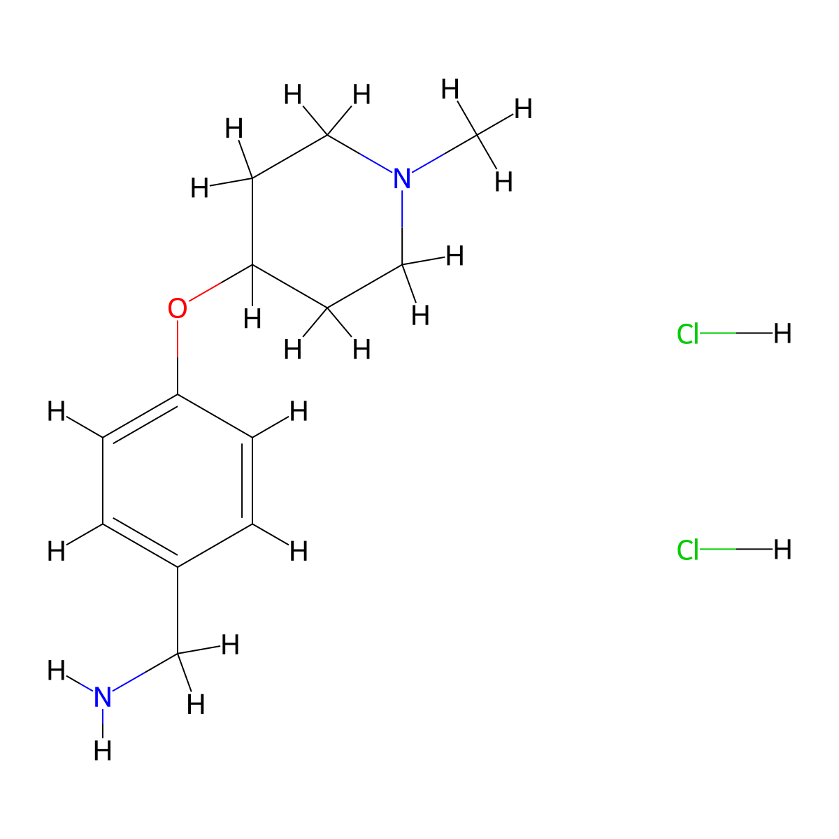(4-((1-Methylpiperidin-4-yl)oxy)phenyl)methanamine dihydrochloride molecular structure, CAS 1229625-24-4