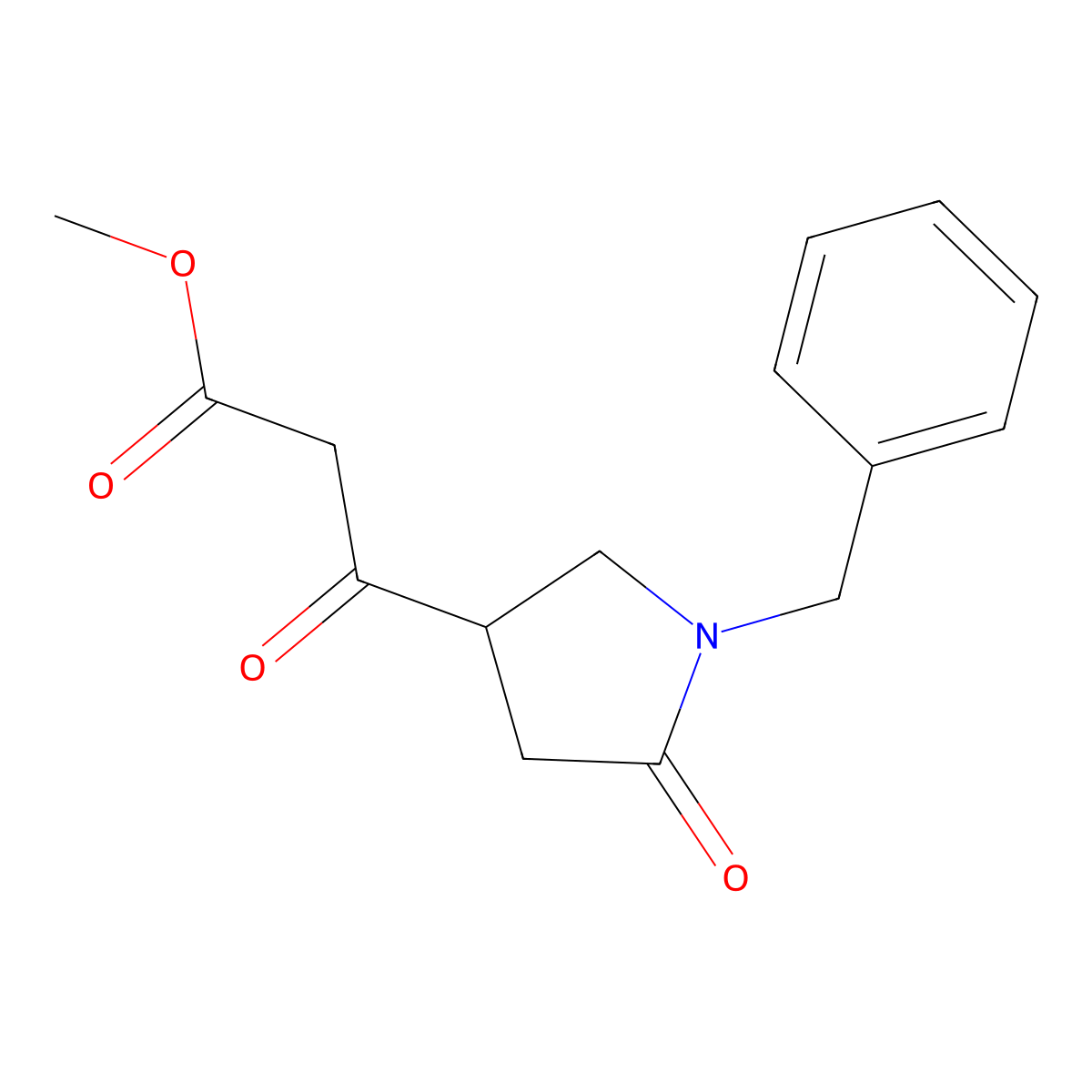 Methyl 3-(1-benzyl-5-oxopyrrolidin-3-yl)-3-oxopropanoate molecular structure, CAS 1229625-28-8