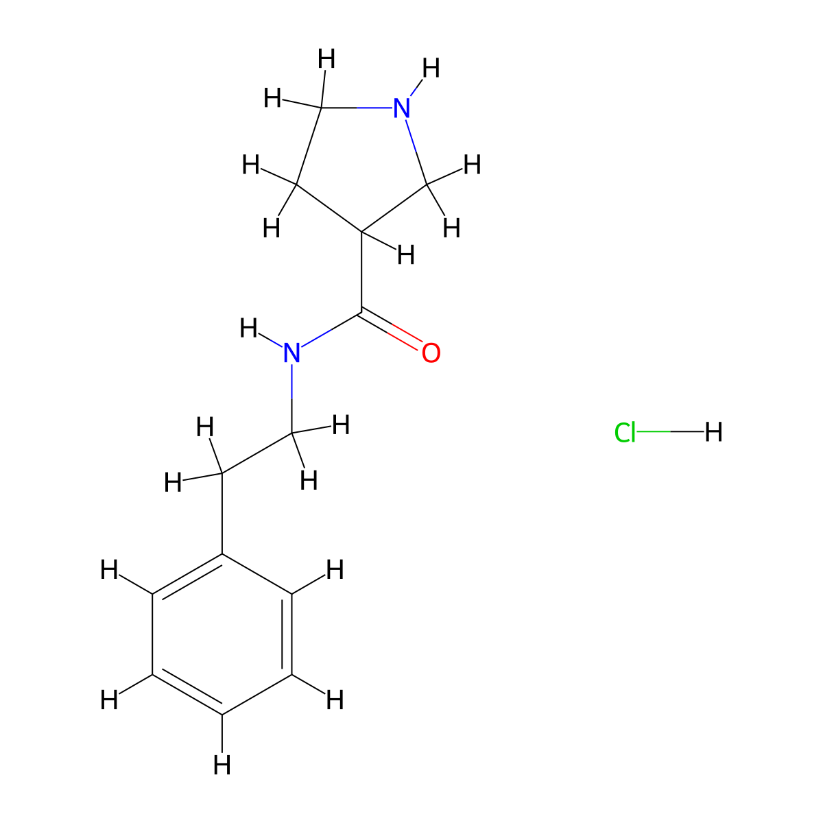 Pyrrolidine-3-carboxylic acidphenethyl-amide hydrochloride molecular structure, CAS 1229625-43-7