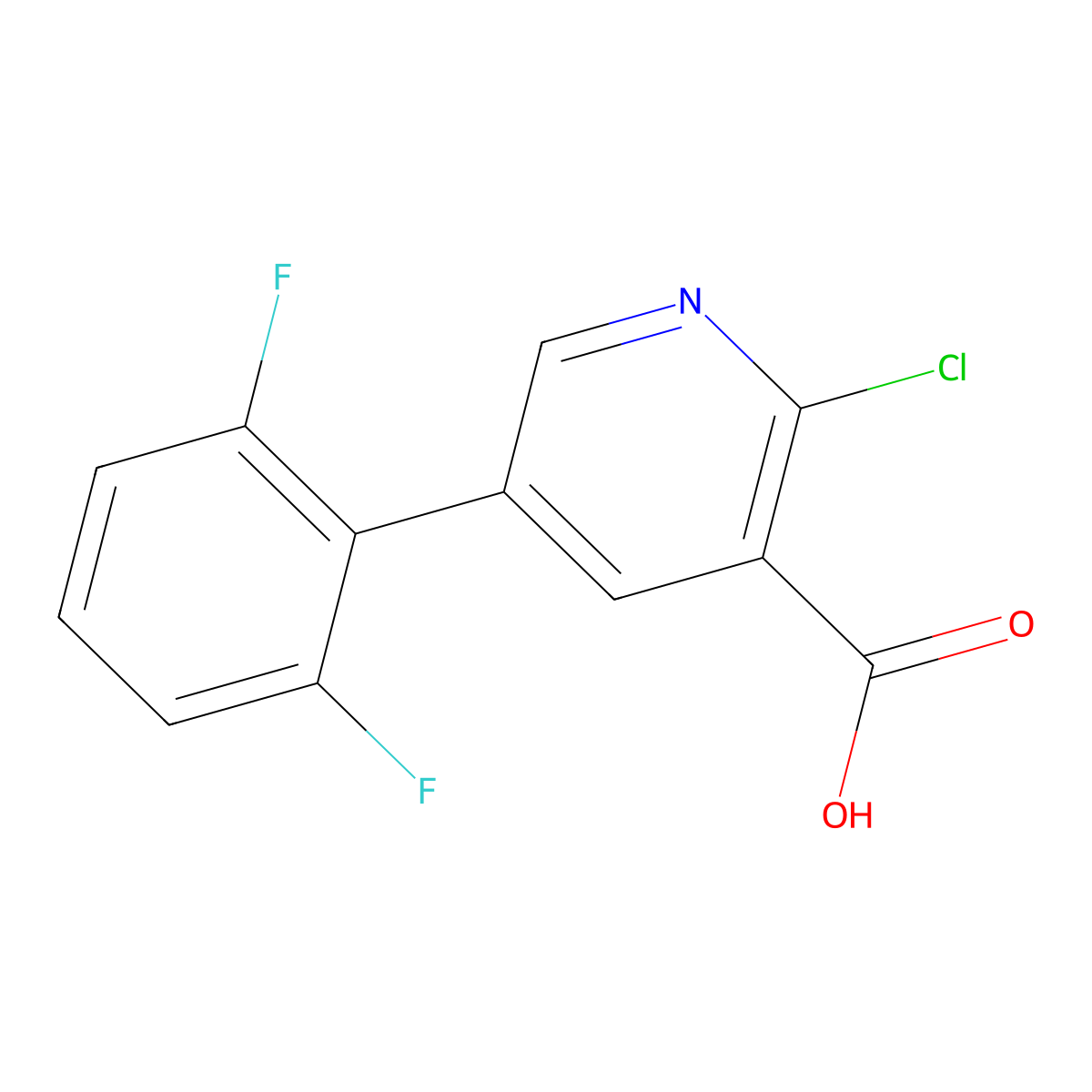 2-Chloro-5-(2,6-difluorophenyl)pyridine-3-carboxylic acid molecular structure, CAS 1229625-49-3