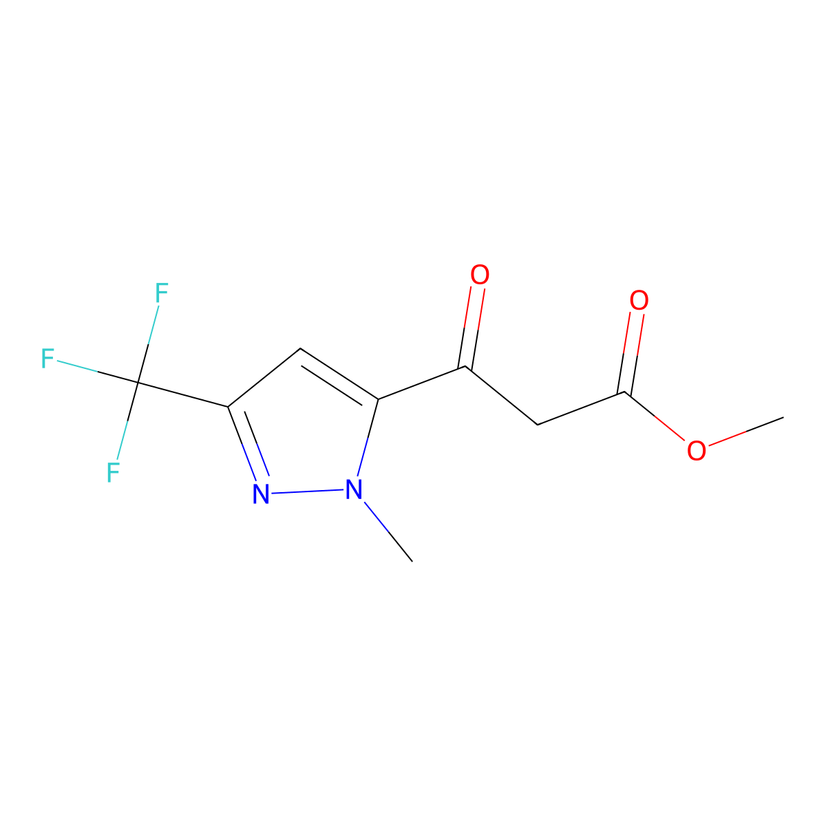 Methyl 3-(1-methyl-3-(trifluoromethyl)-1H-pyrazol-5-yl)-3-oxopropanoate molecular structure, CAS 1229625-50-6