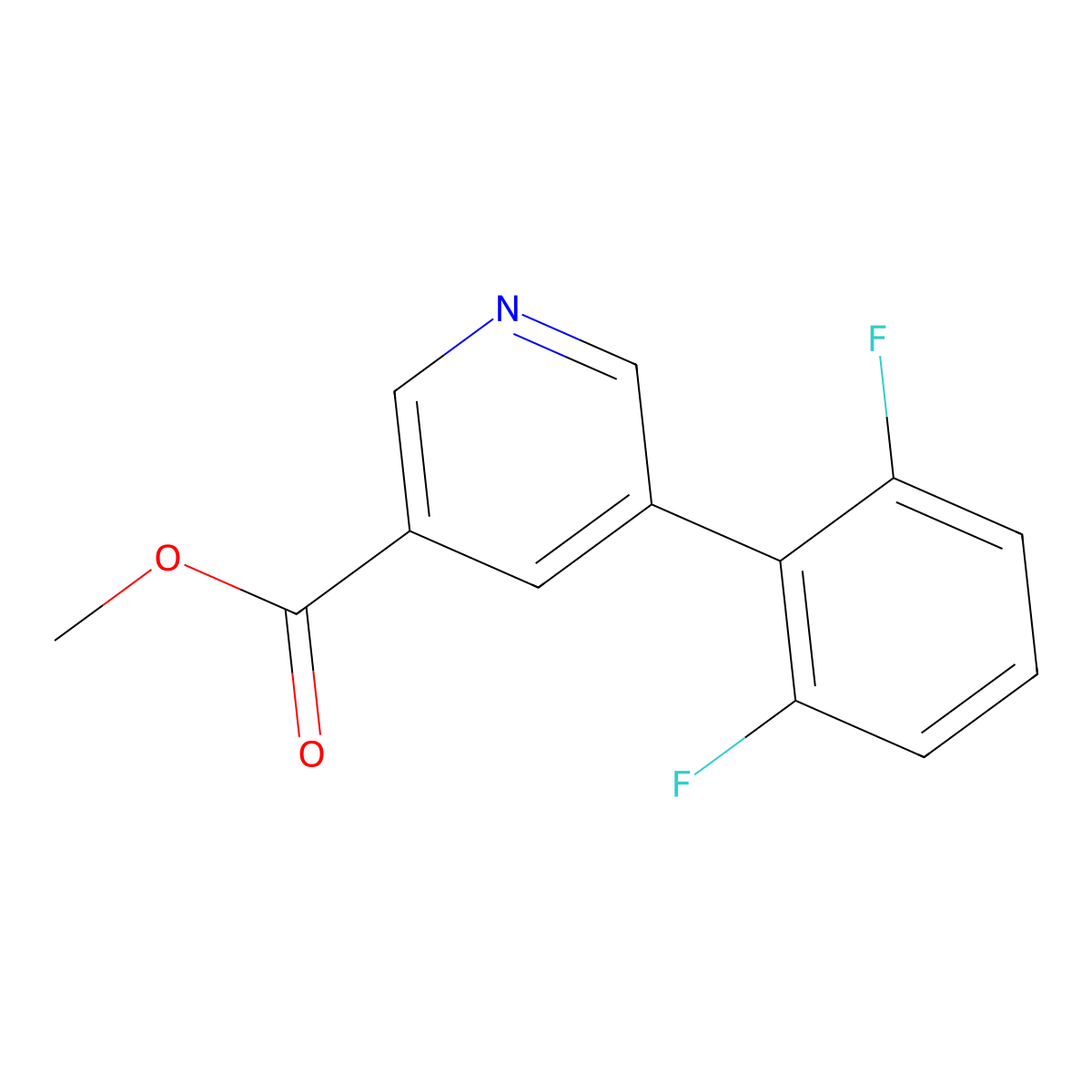 Methyl 5-(2,6-difluorophenyl)nicotinate molecular structure, CAS 1229626-86-1