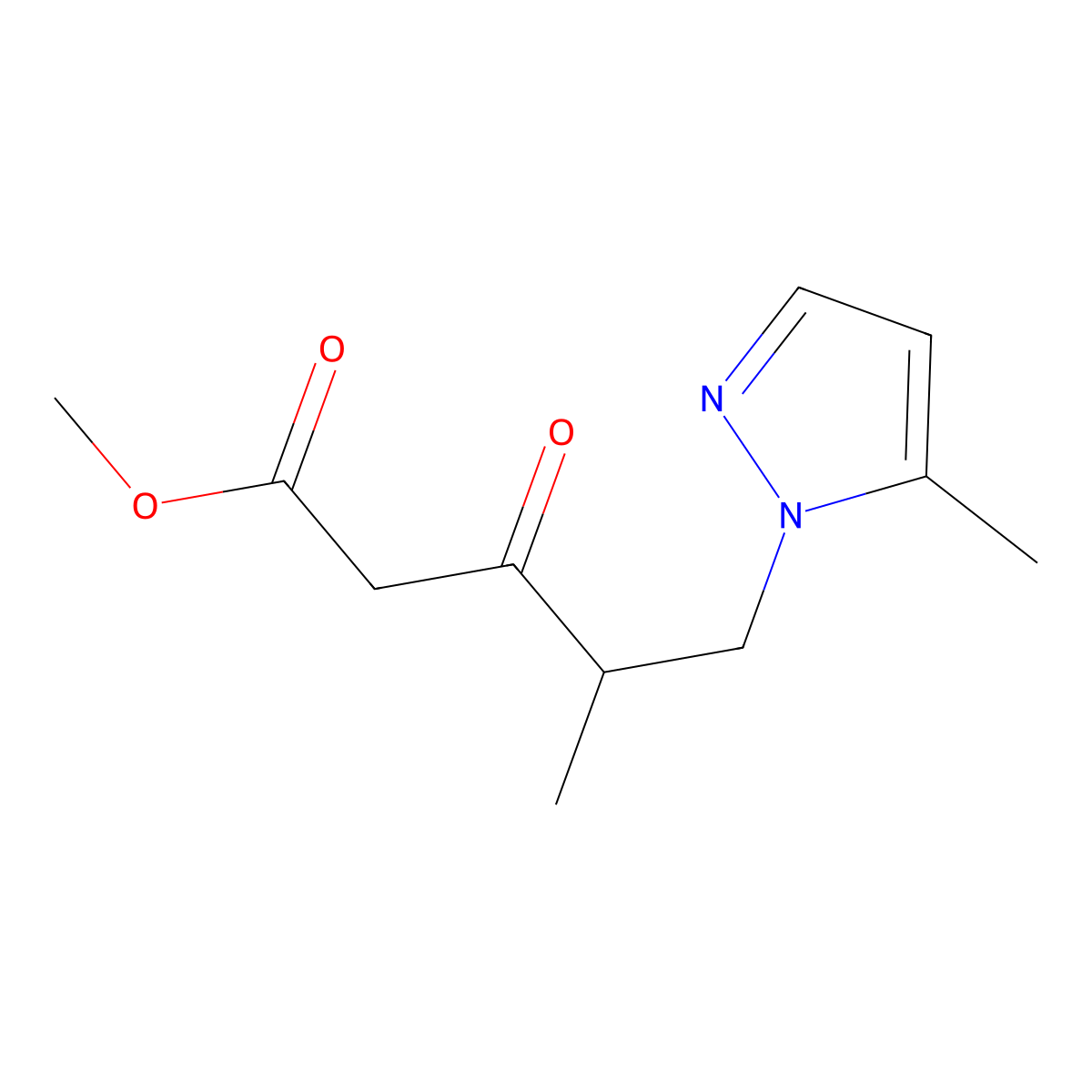 Methyl 4-methyl-5-(5-methyl-1H-pyrazol-1-yl)-3-oxopentanoate molecular structure, CAS 1229626-90-7