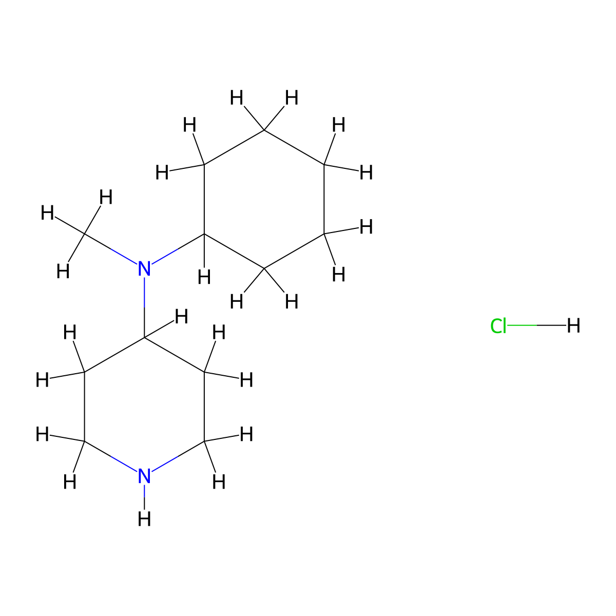 N-cyclohexyl-N-methylpiperidin-4-amine hydrochloride molecular structure, CAS 1229627-11-5
