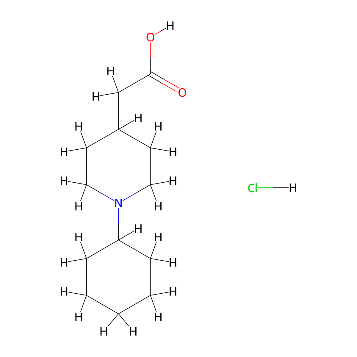(1-Cyclohexyl-piperidin-4-yl)-acetic acid hydrochloride molecular structure, CAS 1229627-15-9