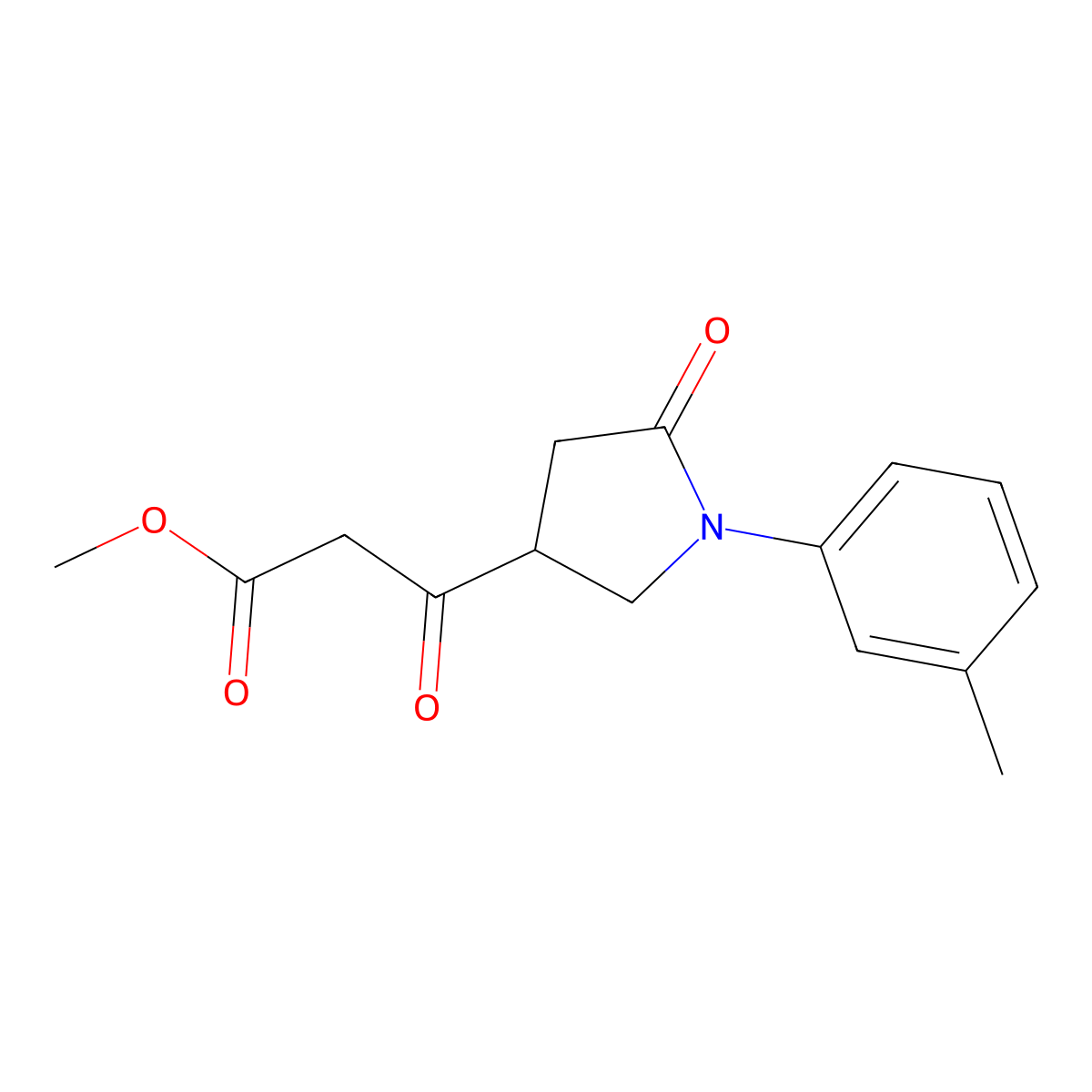 Methyl 3-oxo-3-(5-oxo-1-(m-tolyl)pyrrolidin-3-yl)propanoate molecular structure, CAS 1229627-23-9