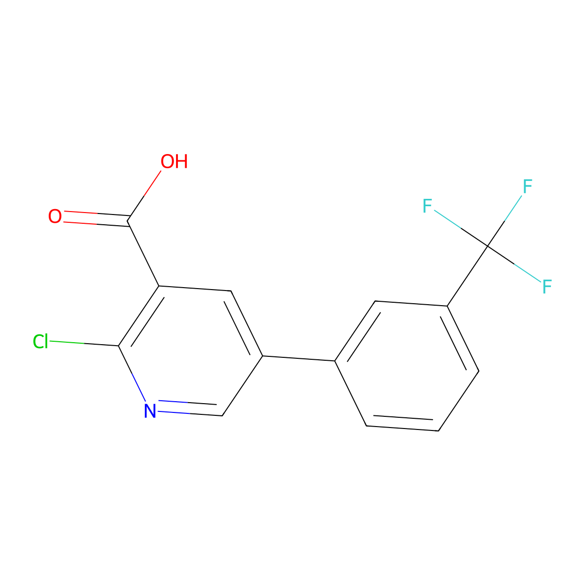 2-Chloro-5-(3-(trifluoromethyl)phenyl)nicotinic acid molecular structure, CAS 1229627-25-1