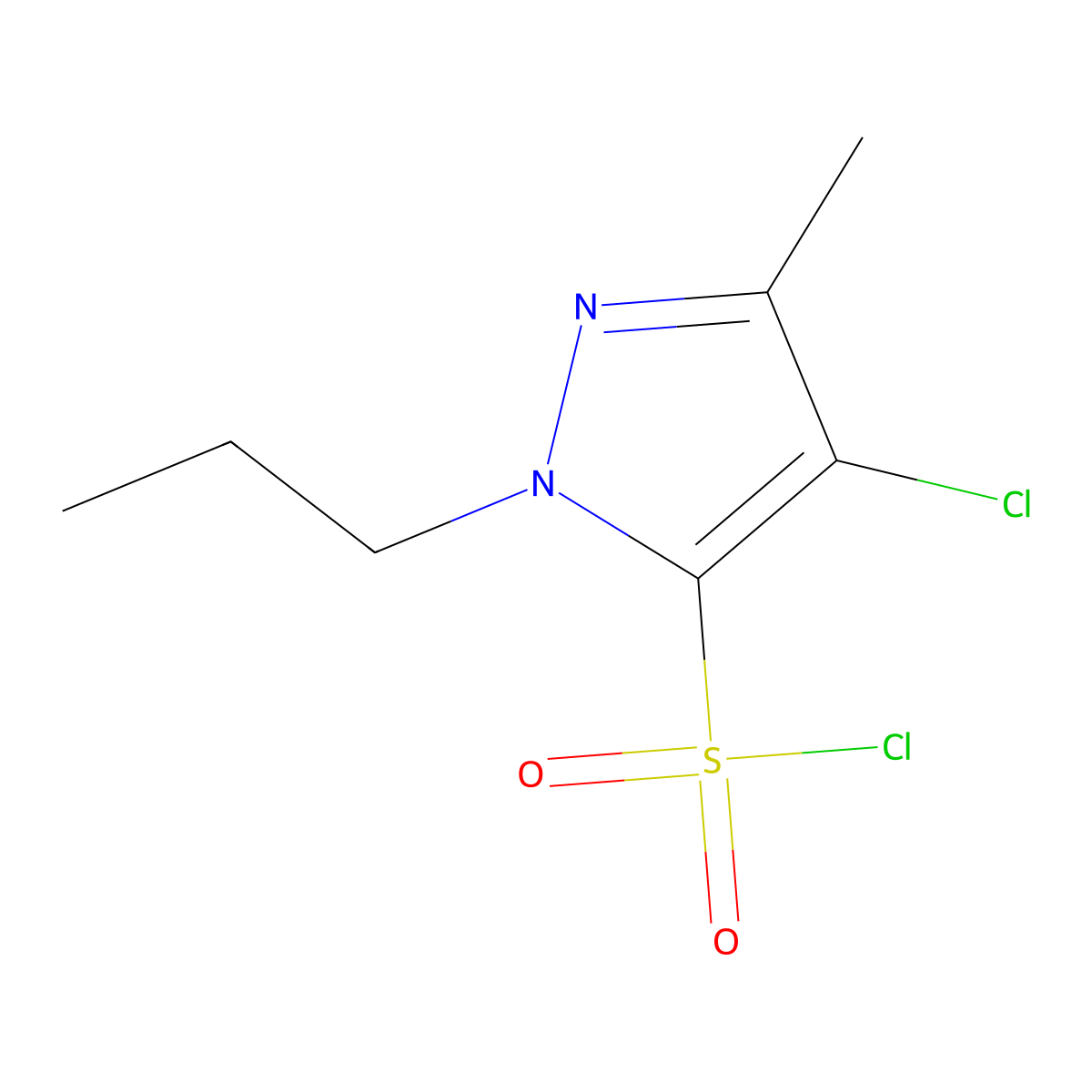 4-Chloro-3-methyl-1-propyl-1H-pyrazole-5-sulfonyl chloride molecular structure, CAS 1229627-40-0