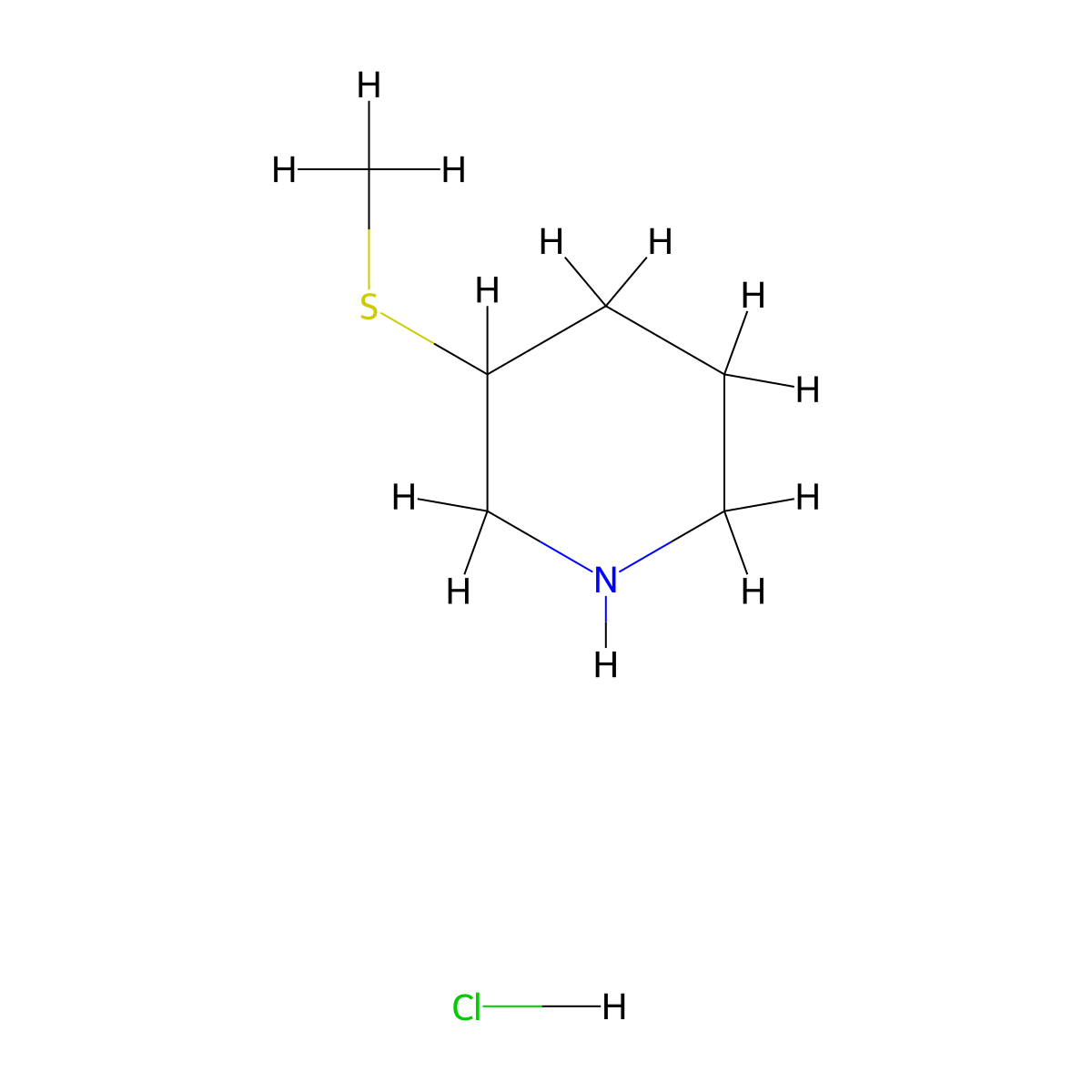 3-(Methylthio)piperidine hydrochloride molecular structure, CAS 1229627-46-6