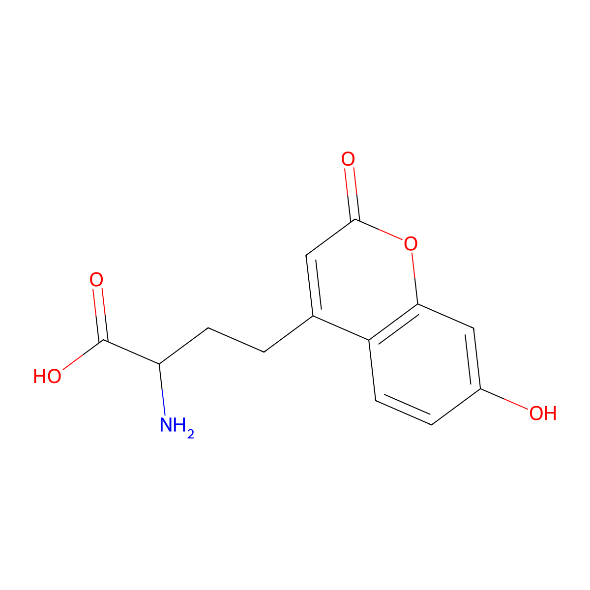2-Amino-4-(7-hydroxy-2-oxo-2H-chromen-4-yl)butanoic acid molecular structure, CAS 1229645-29-7
