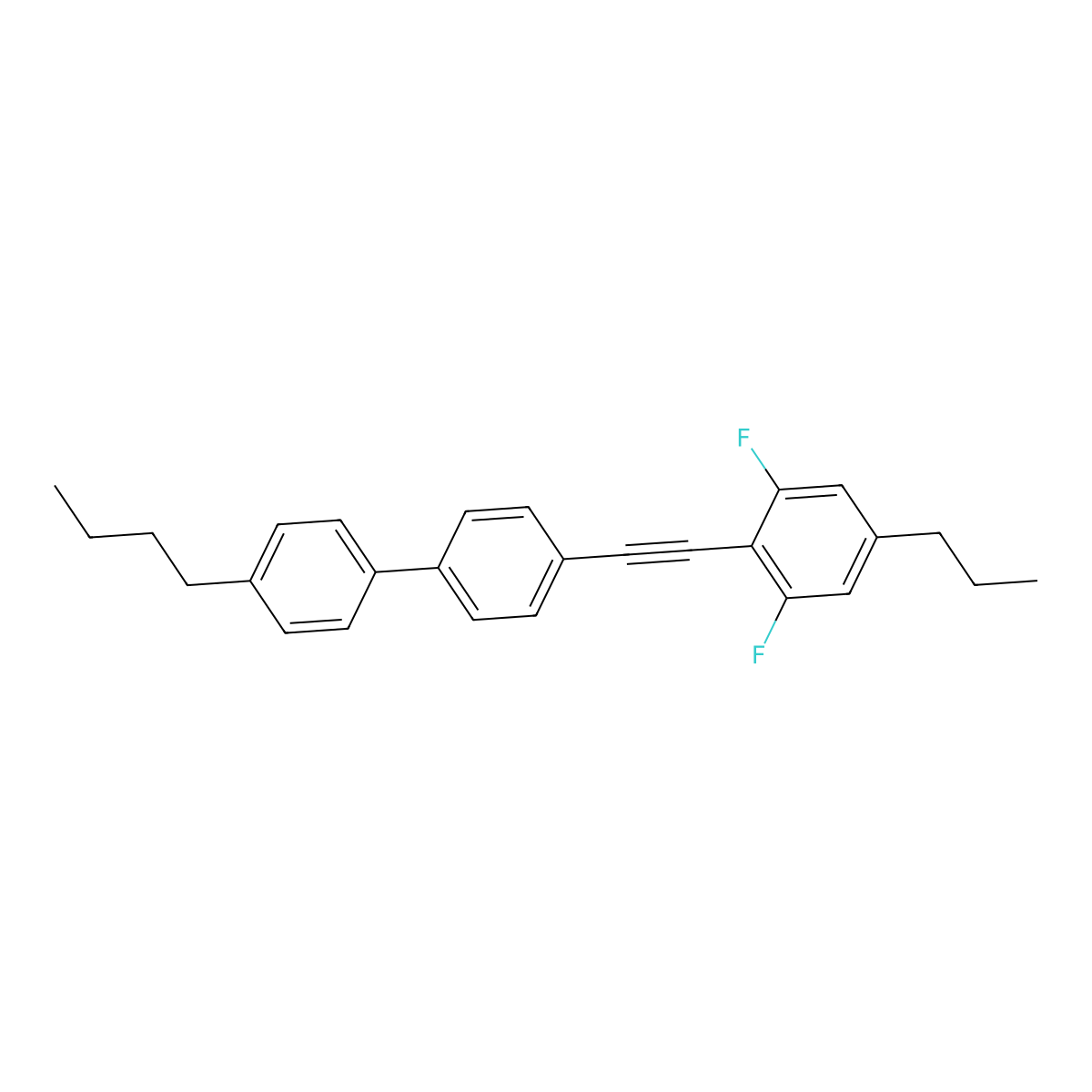 4-Butyl-4'-((2,6-difluoro-4-propylphenyl)ethynyl)-1,1'-biphenyl molecular structure, CAS 1229648-10-5