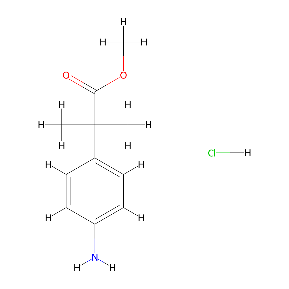 Methyl 2-(4-aminophenyl)-2-methylpropanoate hydrochloride molecular structure, CAS 1229705-35-4