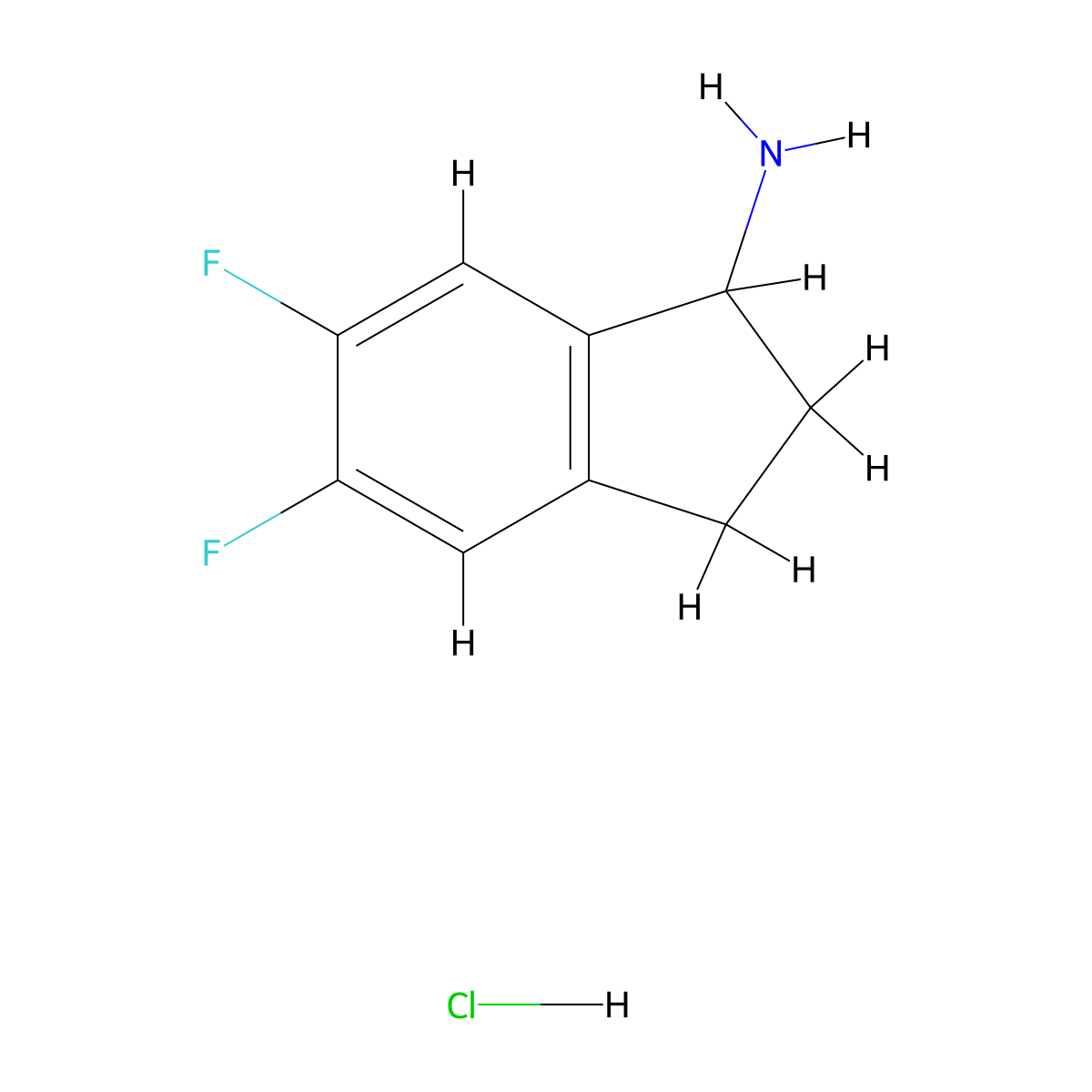 5,6-Difluoro-2,3-dihydro-1H-inden-1-amine hydrochloride molecular structure, CAS 1229784-77-3