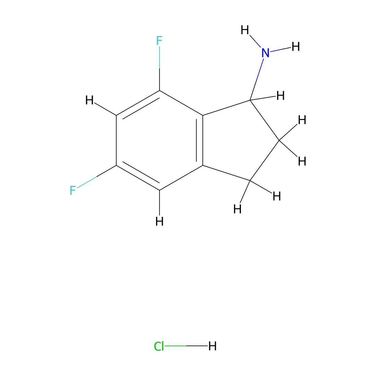 5,7-Difluoro-2,3-dihydro-1H-inden-1-amine hydrochloride molecular structure, CAS 1229784-79-5