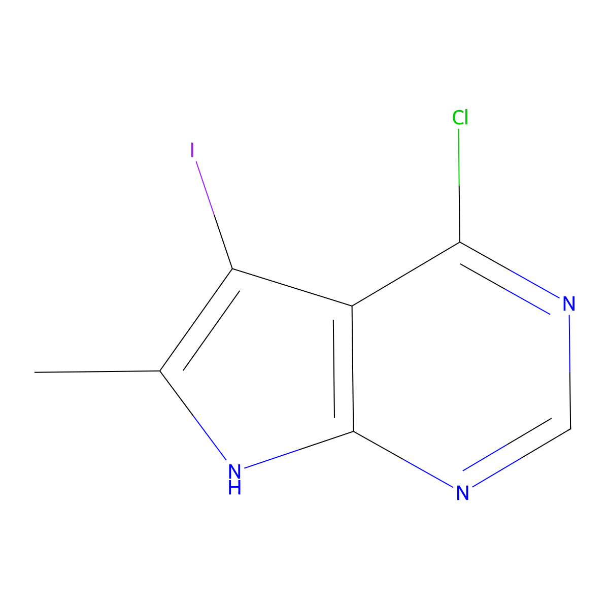 4-chloro-5-iodo-6-methyl-7H-pyrrolo[2,3-d]pyrimidine molecular structure, CAS 1229936-44-0